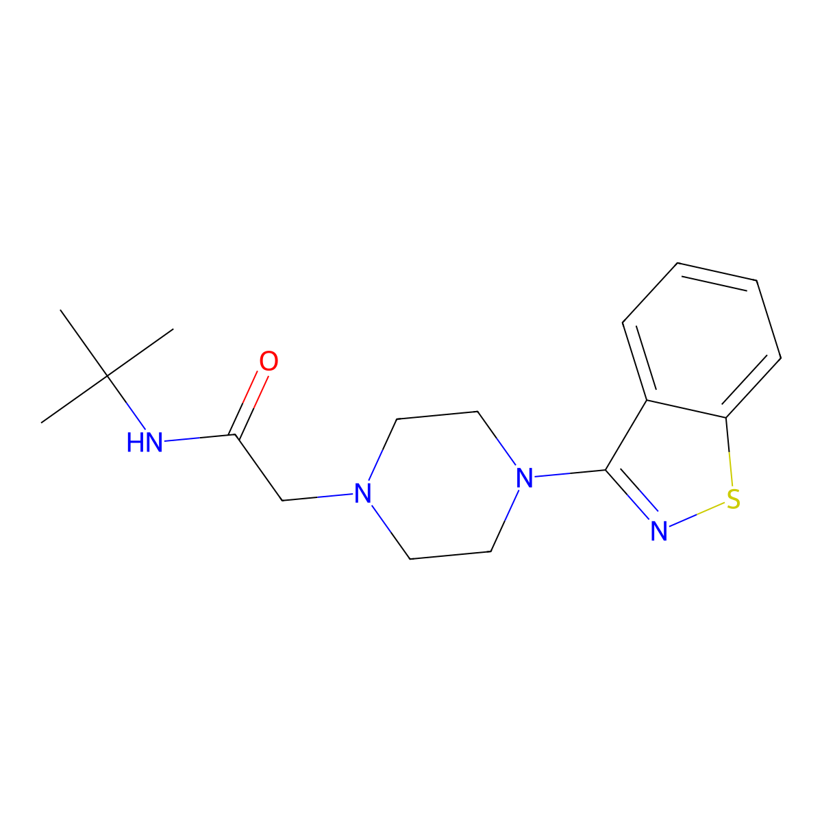 2-[4-(1,2-benzothiazol-3-yl)piperazin-1-yl]-N-tert-butylacetamide molecular structure, CAS 2325849-85-0