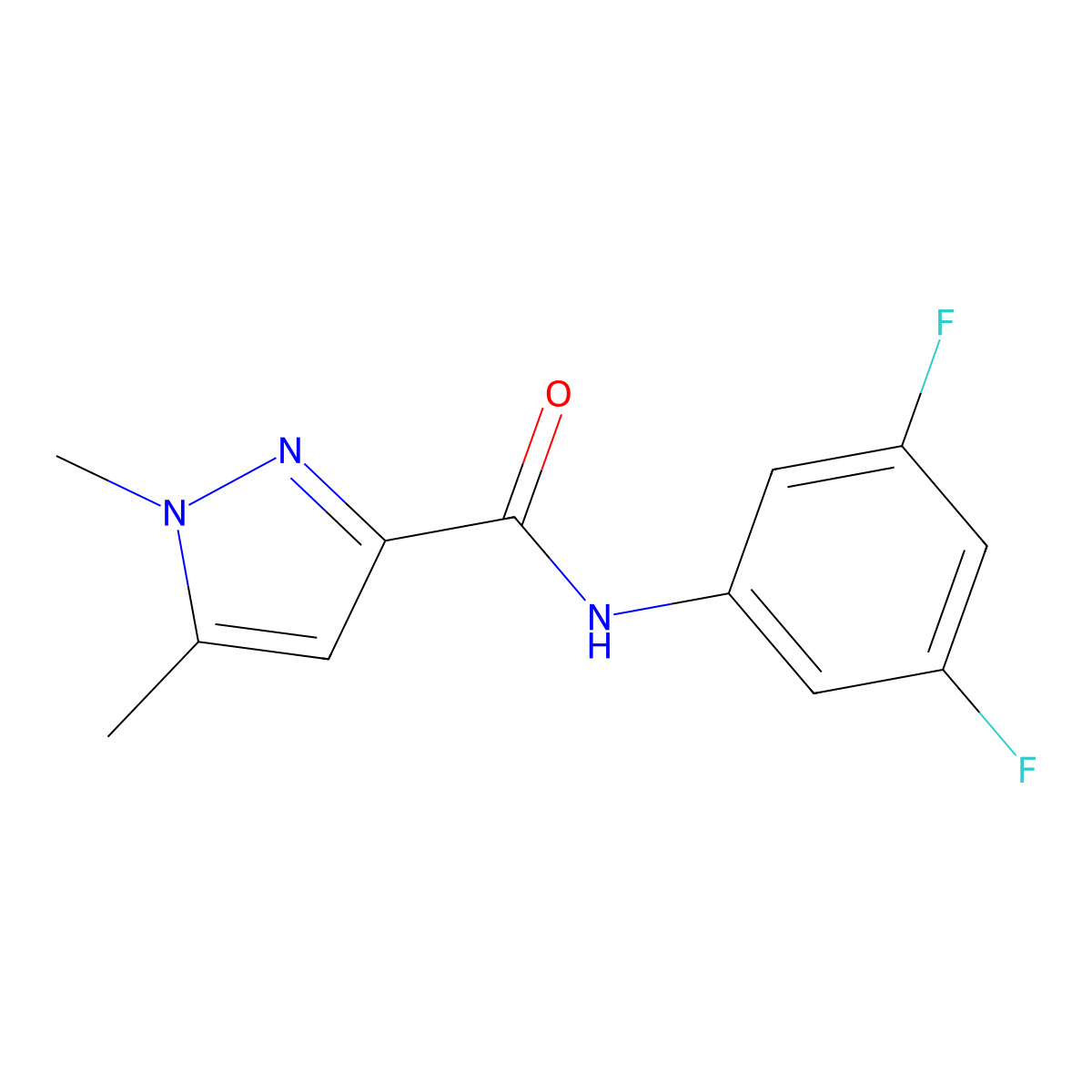 N-(3,5-difluorophenyl)-1,5-dimethyl-1H-pyrazole-3-carboxamide molecular structure, CAS 2325868-42-4