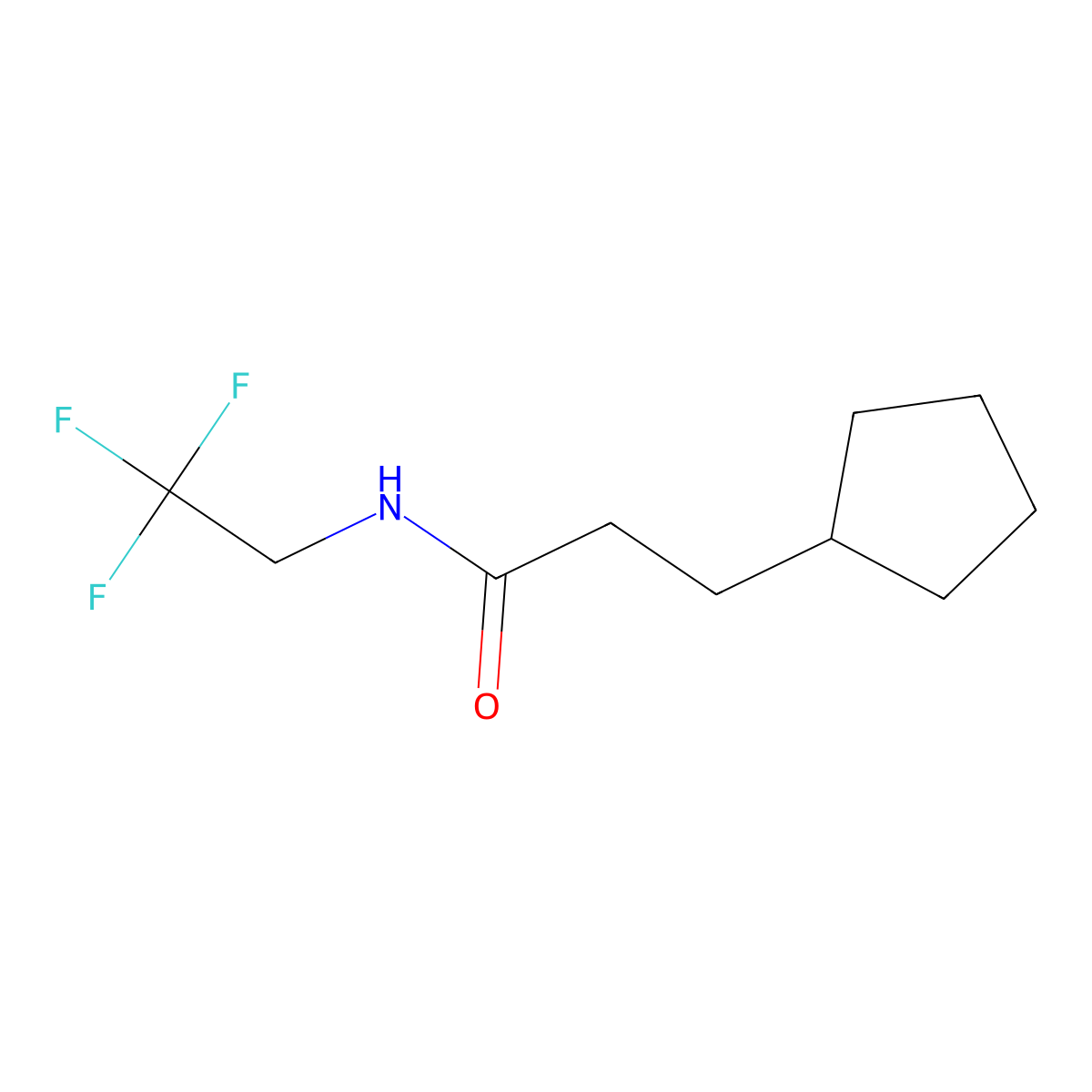 3-Cyclopentyl-N-(2,2,2-trifluoroethyl)propanamide molecular structure, CAS 2325873-42-3