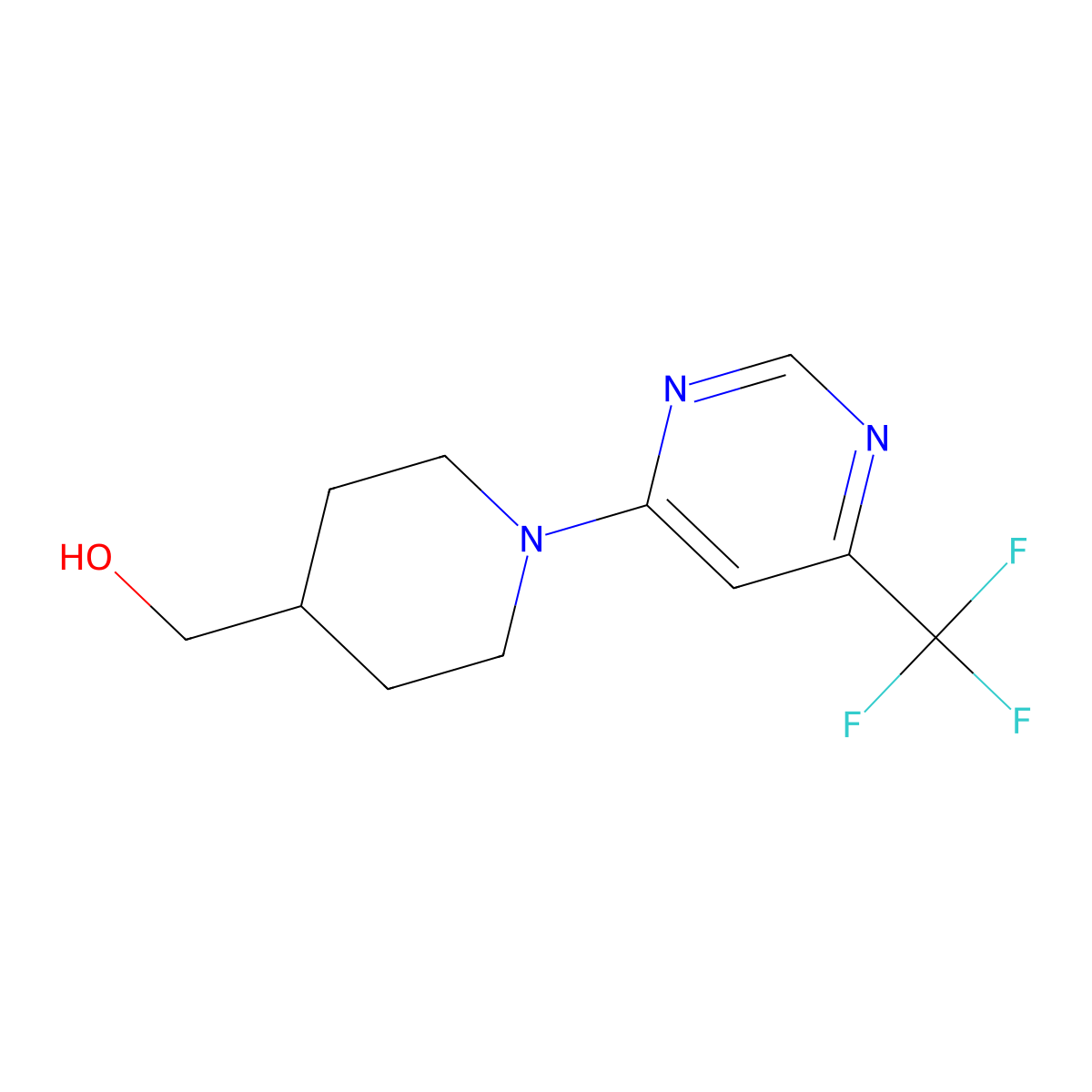 {1-[6-(Trifluoromethyl)pyrimidin-4-yl]piperidin-4-yl}methanol molecular structure, CAS 2325899-29-2