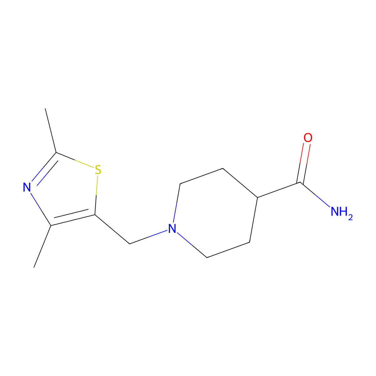 1-[(2,4-Dimethyl-1,3-thiazol-5-yl)methyl]piperidine-4-carboxamide molecular structure, CAS 2325899-42-9