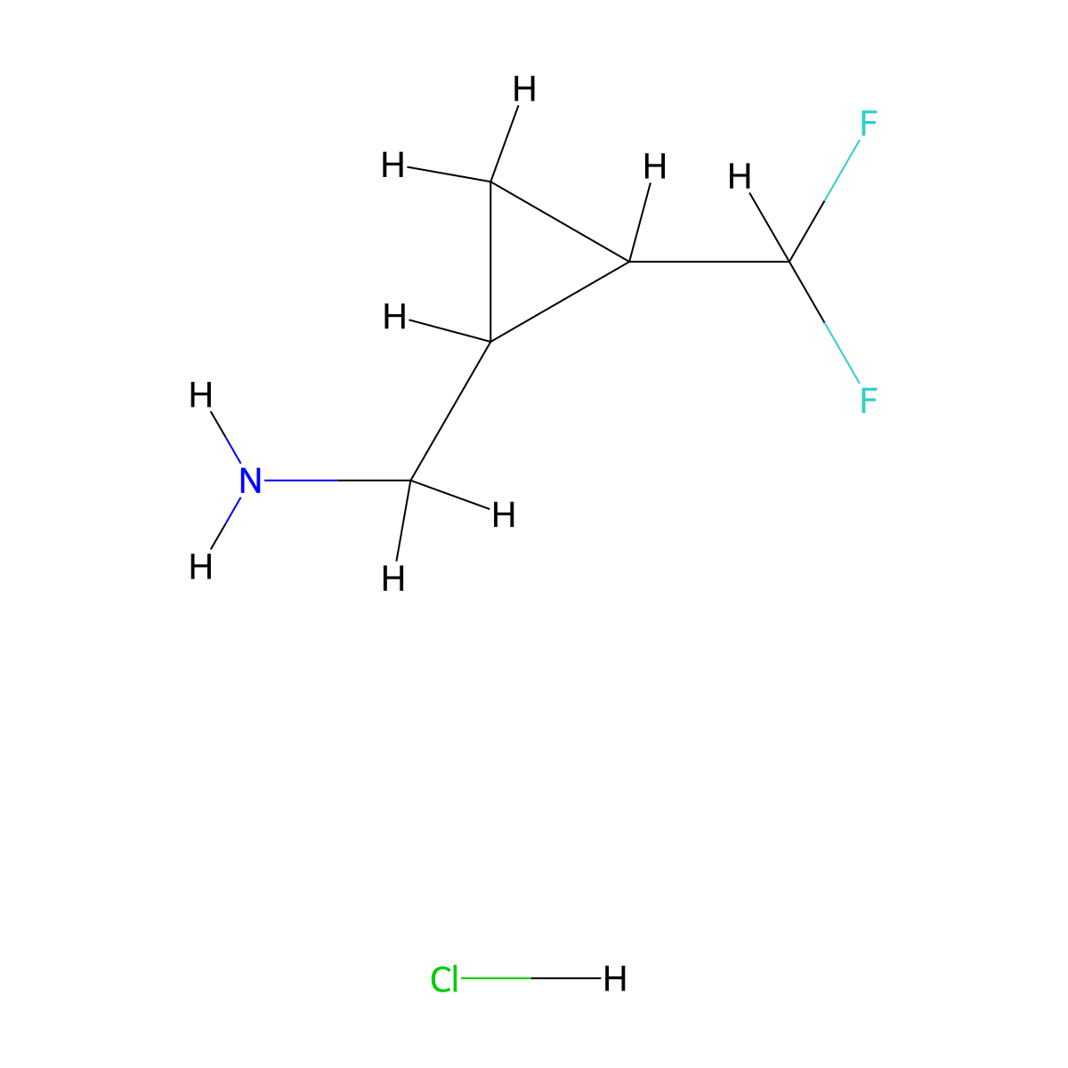[2-(Difluoromethyl)cyclopropyl]methanamine hydrochloride molecular structure, CAS 2325900-03-4