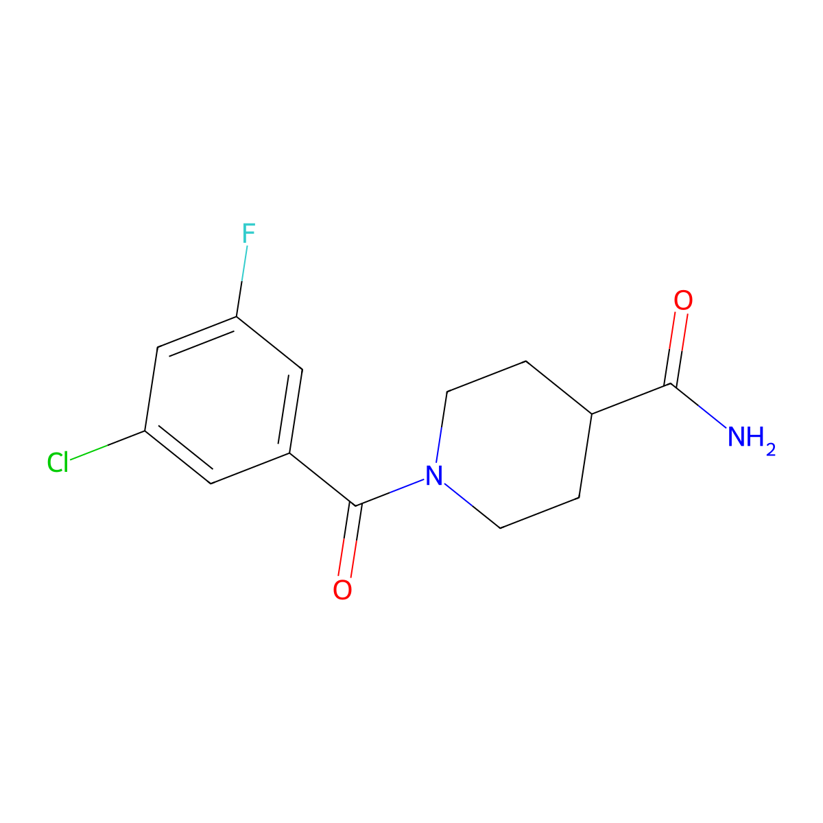 1-(3-Chloro-5-fluorobenzoyl)piperidine-4-carboxamide molecular structure, CAS 2325900-58-9