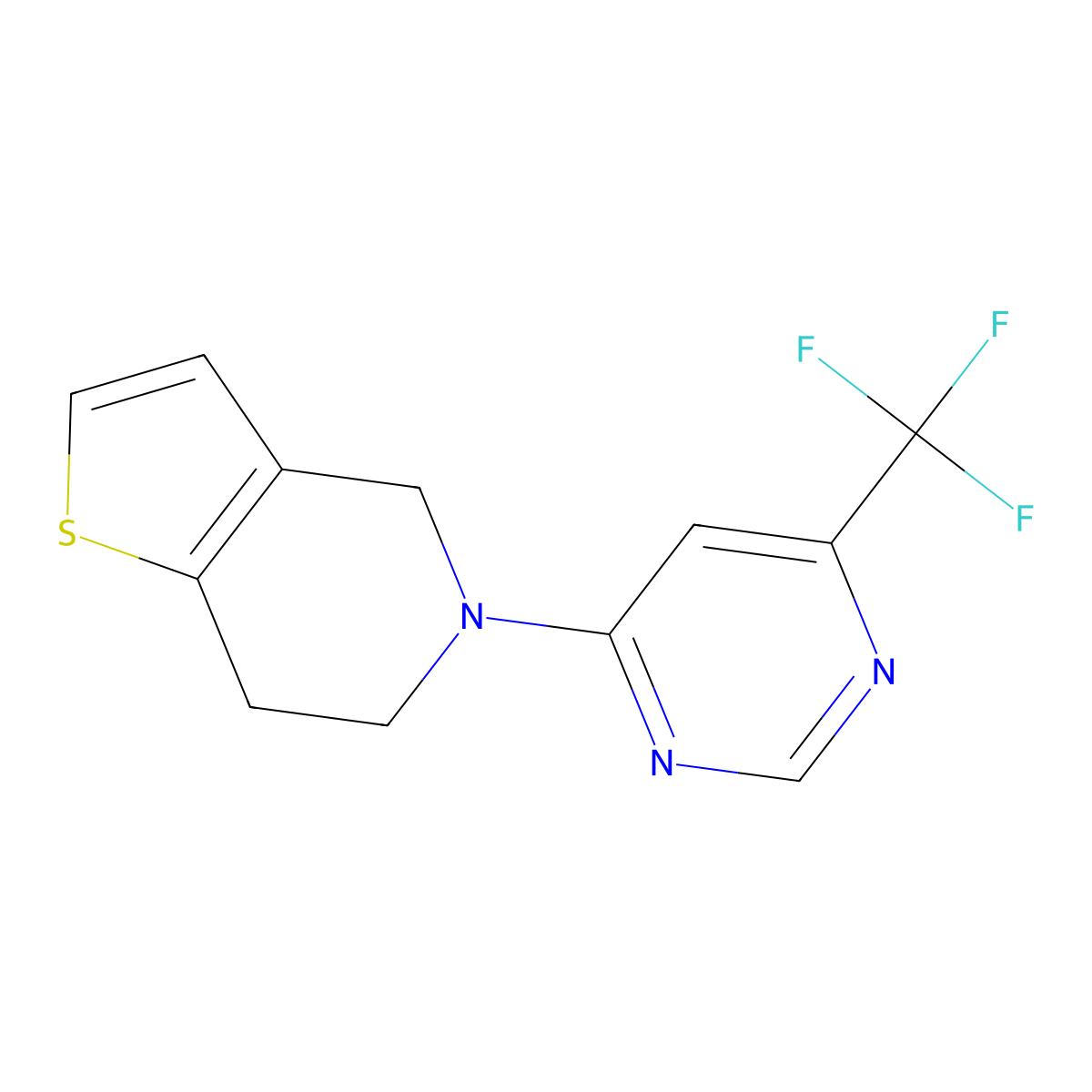 4-{4H,5H,6H,7H-thieno[3,2-c]pyridin-5-yl}-6-(trifluoromethyl)pyrimidine molecular structure, CAS 2325901-07-1