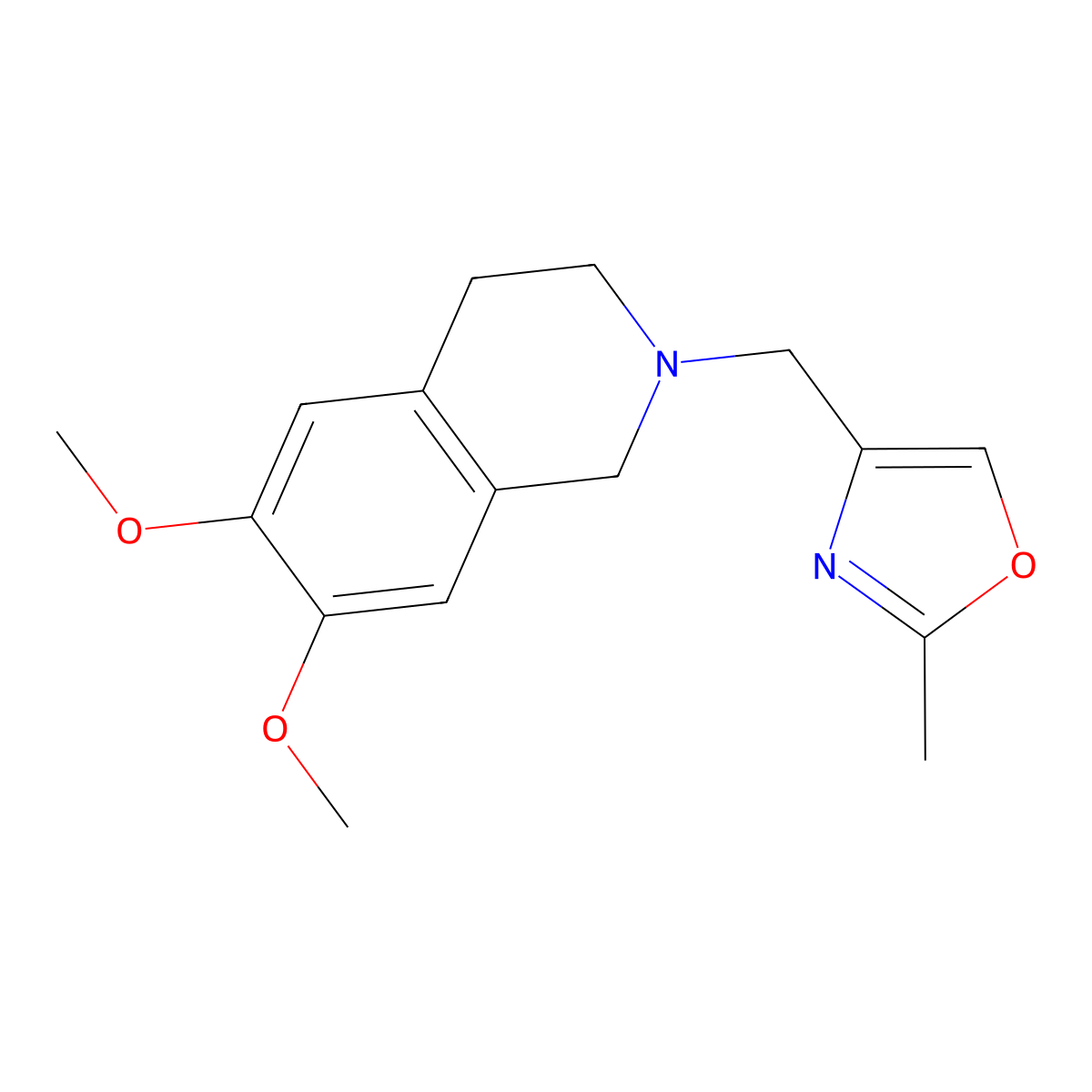 6,7-Dimethoxy-2-[(2-methyl-1,3-oxazol-4-yl)methyl]-1,2,3,4-tetrahydroisoquinoline molecular structure, CAS 2325915-88-4