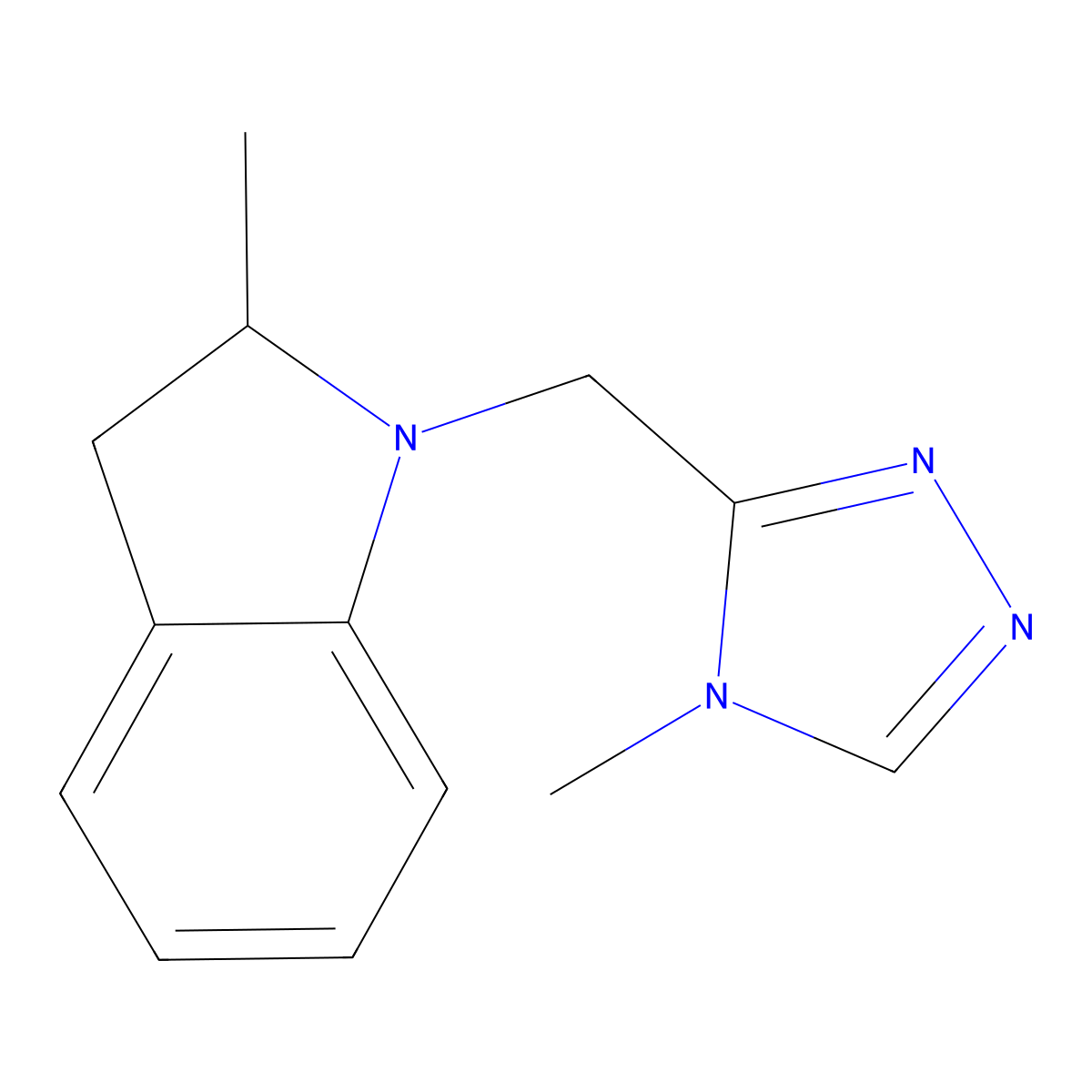 2-methyl-1-[(4-methyl-4H-1,2,4-triazol-3-yl)methyl]-2,3-dihydro-1H-indole molecular structure, CAS 2325919-48-8