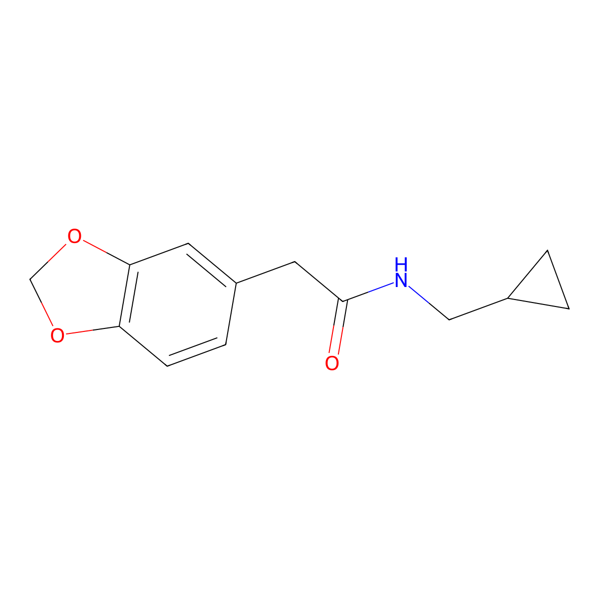 N-(Cyclopropylmethyl)-1,3-benzodioxole-5-acetamide molecular structure, CAS 2325923-70-2