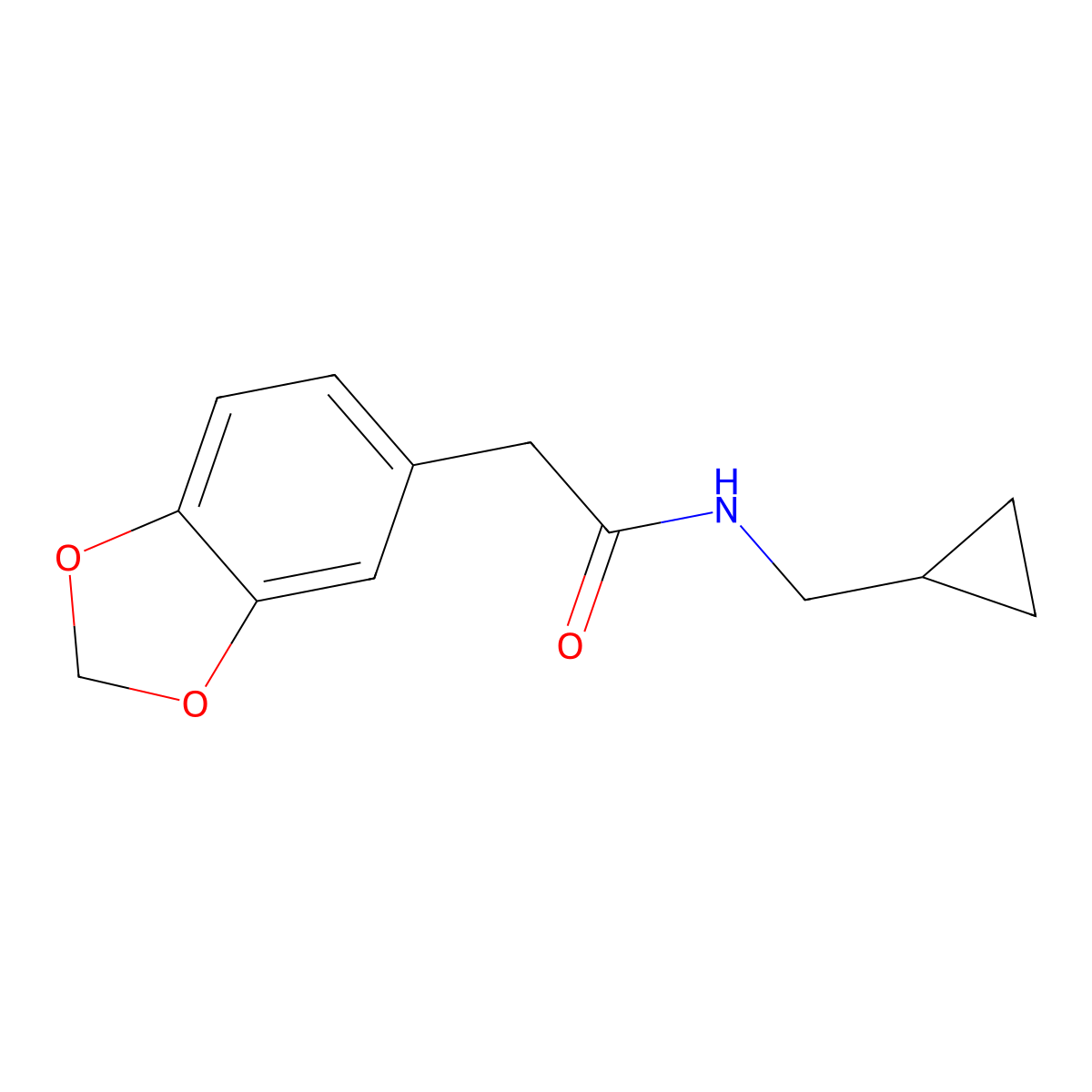 N-(Cyclopropylmethyl)-1,3-benzodioxole-5-acetamide molecular structure, CAS 2325923-70-2