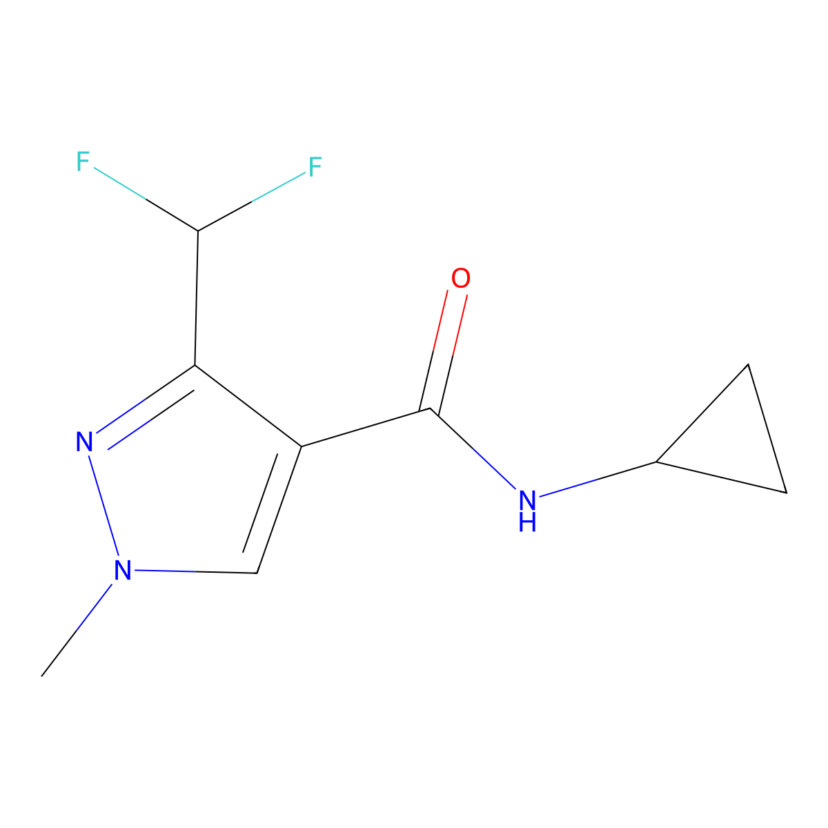 N-cyclopropyl-3-(difluoromethyl)-1-methyl-1H-pyrazole-4-carboxamide molecular structure, CAS 2325931-14-2