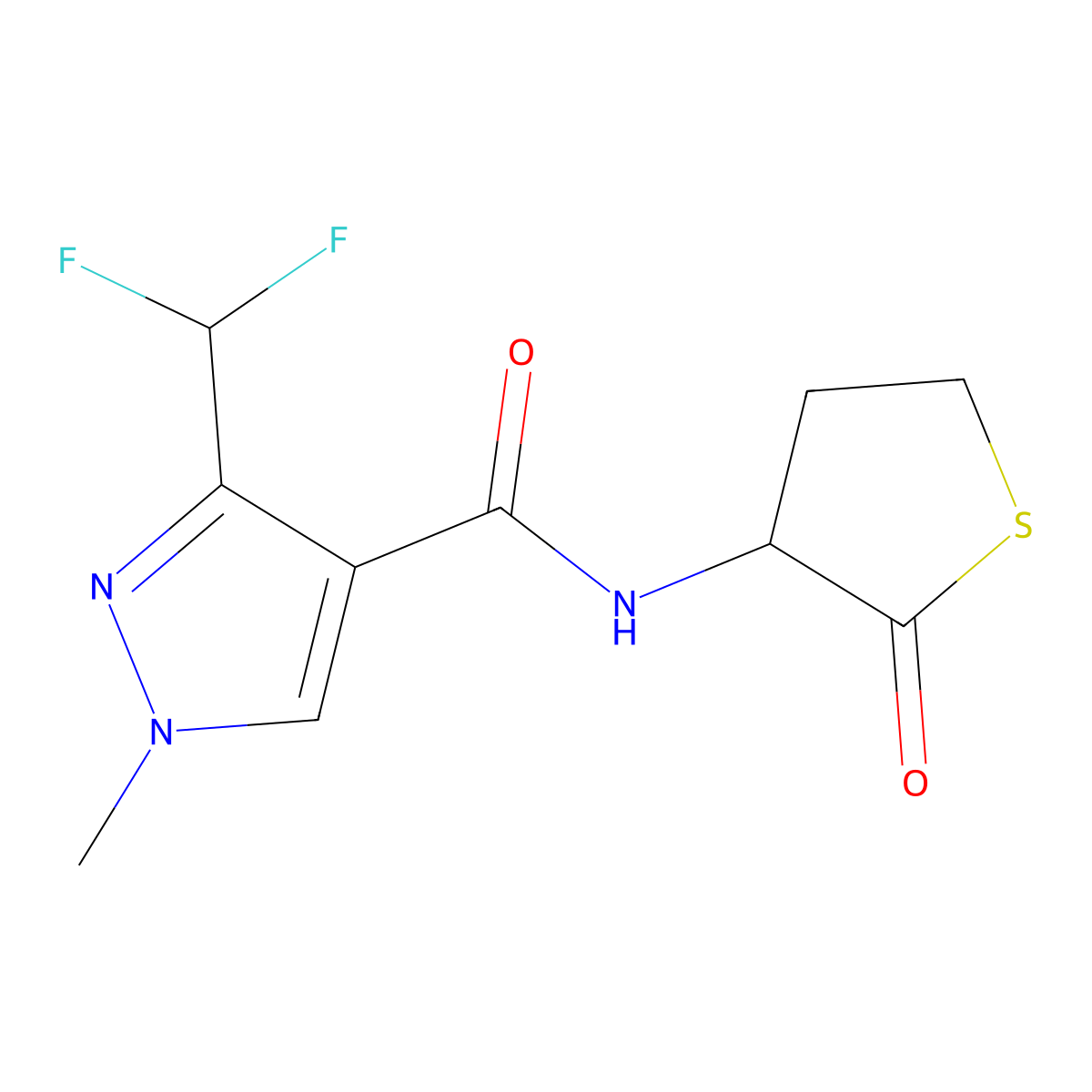 3-(difluoromethyl)-1-methyl-N-(2-oxothiolan-3-yl)-1H-pyrazole-4-carboxamide molecular structure, CAS 2325934-06-1