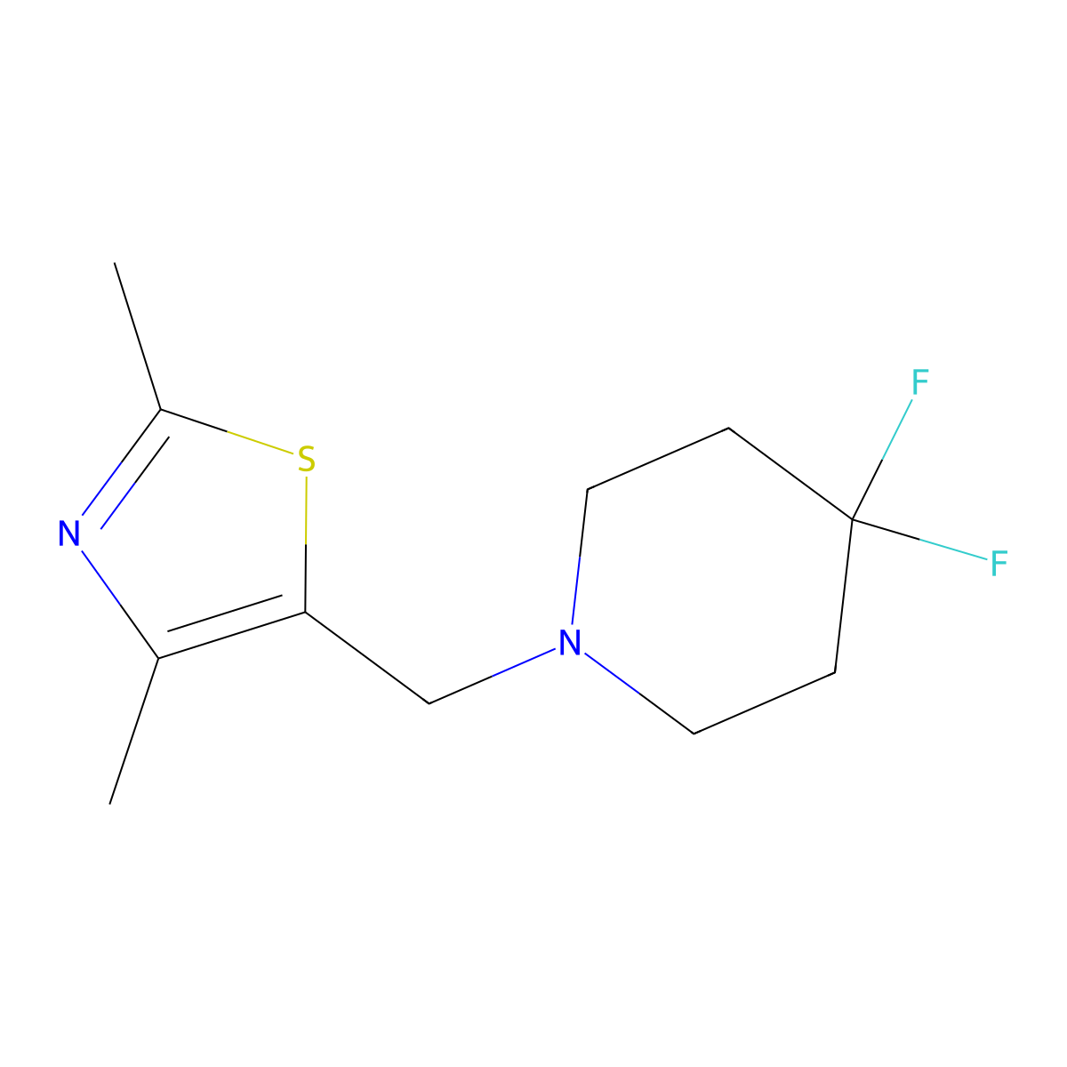1-[(2,4-Dimethyl-1,3-thiazol-5-yl)methyl]-4,4-difluoropiperidine molecular structure, CAS 2325934-32-3