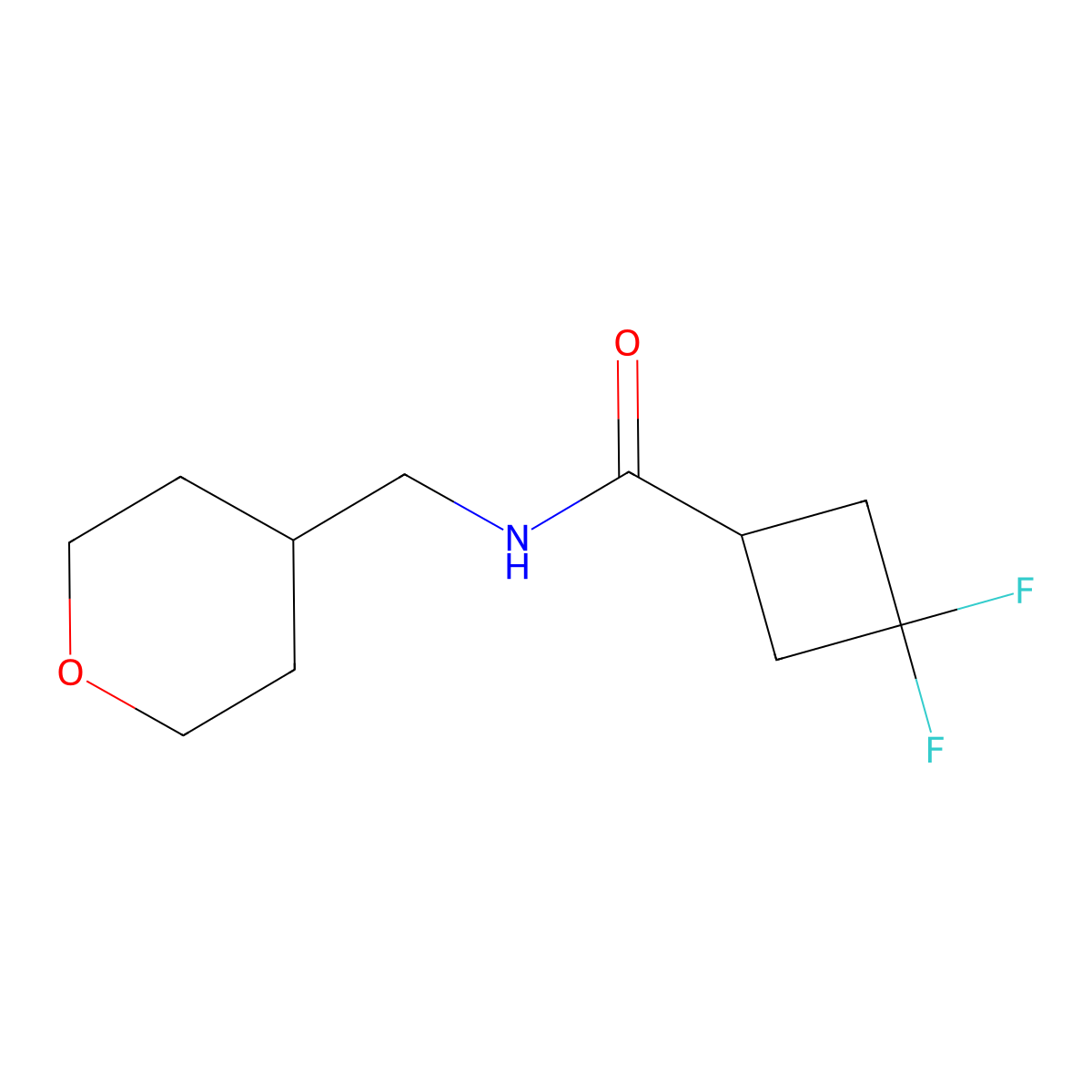 3,3-difluoro-N-[(oxan-4-yl)methyl]cyclobutane-1-carboxamide molecular structure, CAS 2325941-70-4