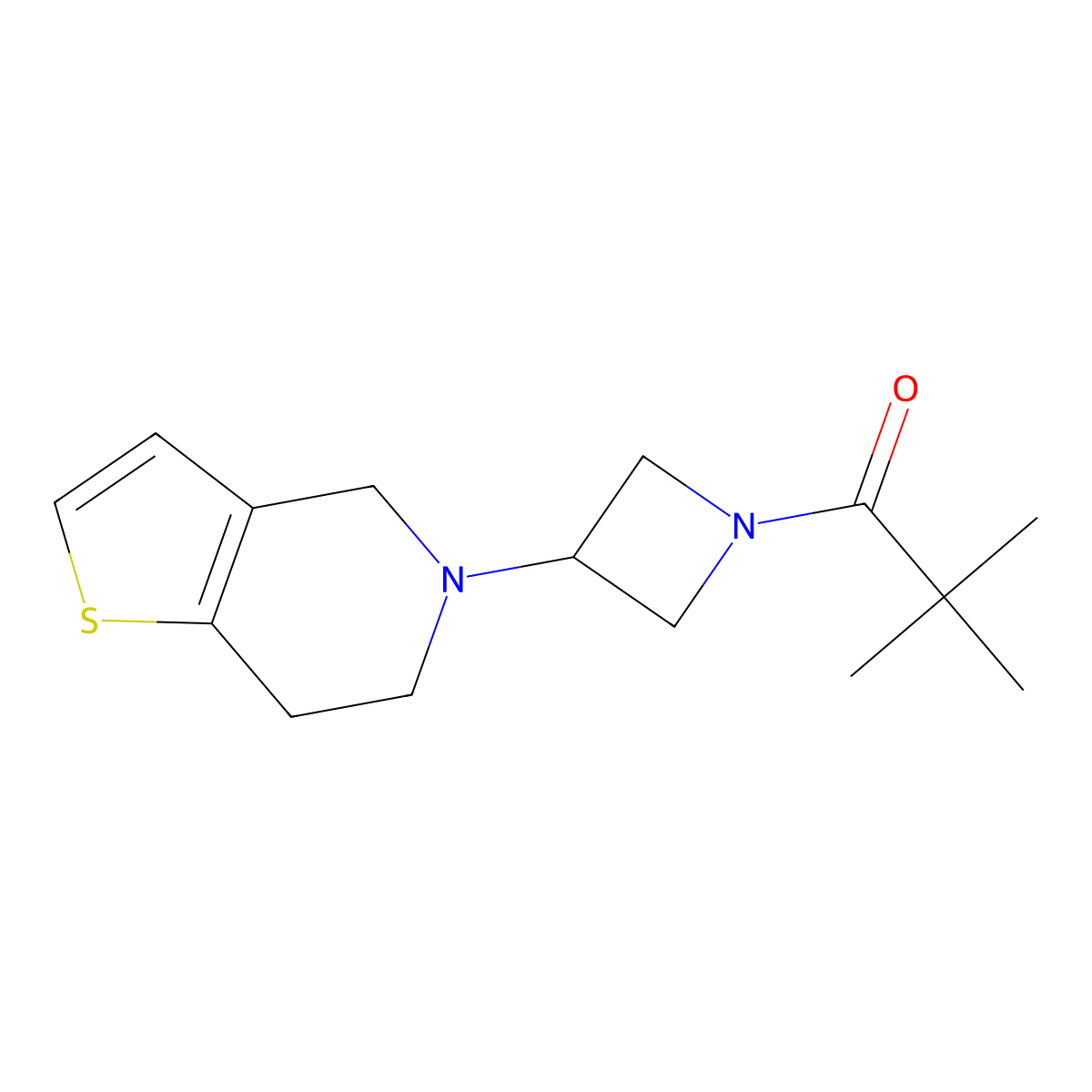1-(3-(6,7-dihydrothieno[3,2-c]pyridin-5(4H)-yl)azetidin-1-yl)-2,2-dimethylpropan-1-one molecular structure, CAS 2325950-47-6