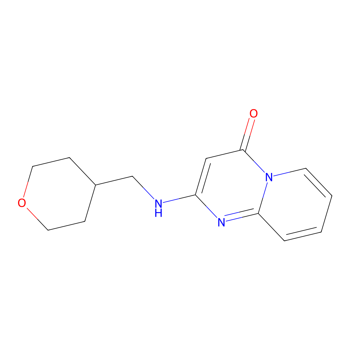 2-{[(oxan-4-yl)methyl]amino}-4H-pyrido[1,2-a]pyrimidin-4-one molecular structure, CAS 2325958-85-6