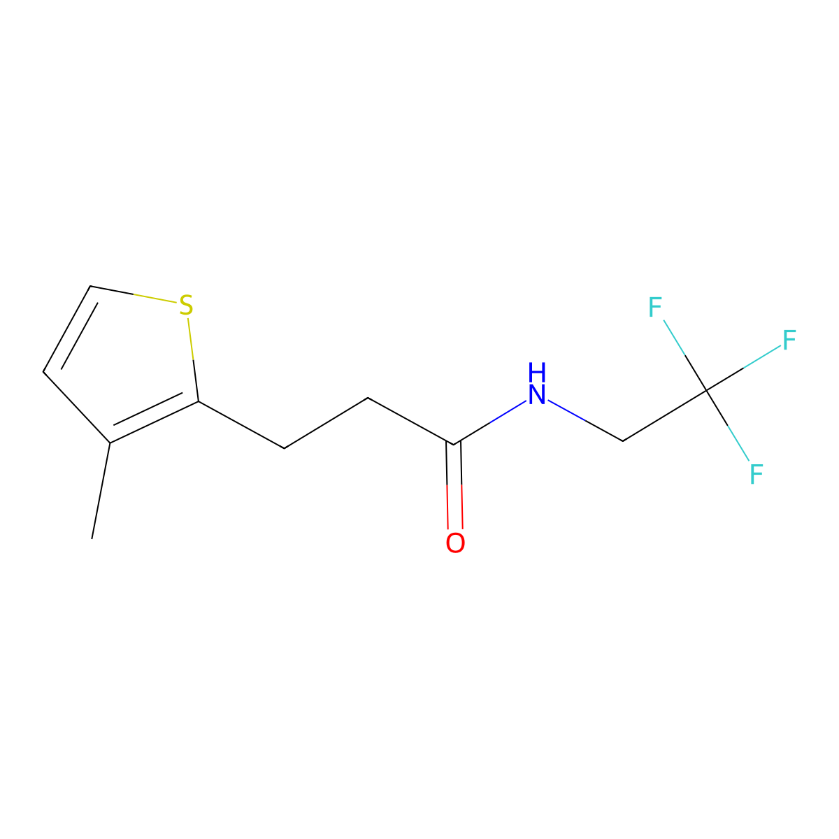 3-(3-Methylthiophen-2-yl)-N-(2,2,2-trifluoroethyl)propanamide molecular structure, CAS 2325958-88-9
