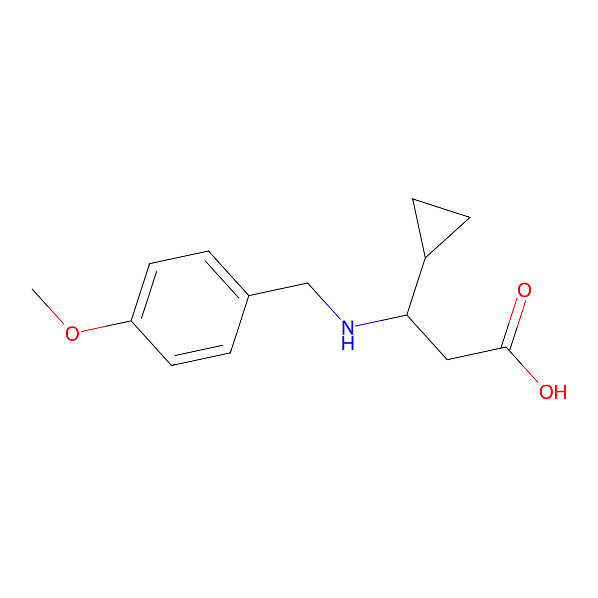 3-Cyclopropyl-3-{[(4-methoxyphenyl)methyl]amino}propanoic acid molecular structure, CAS 2325964-35-8