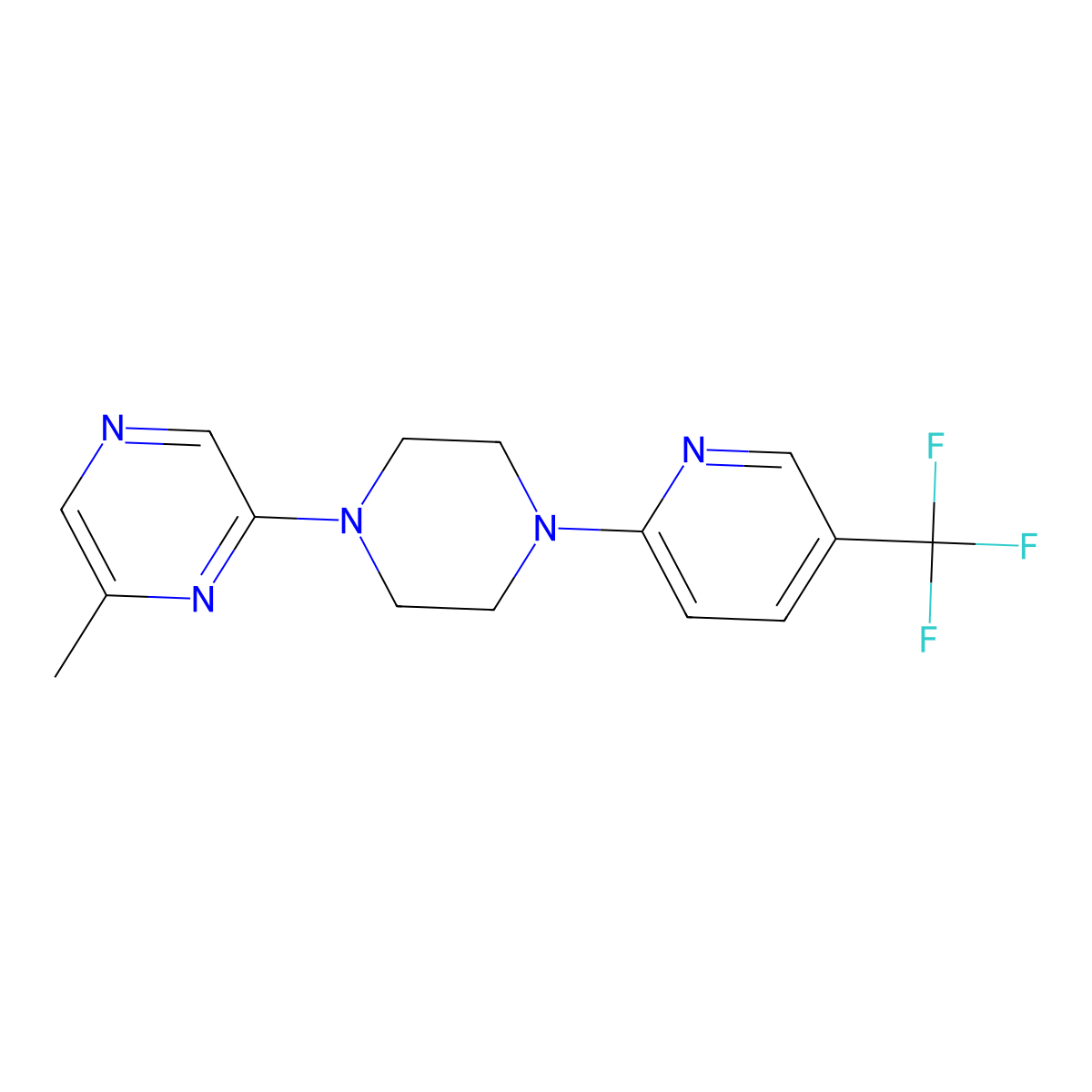 2-Methyl-6-{4-[5-(trifluoromethyl)pyridin-2-yl]piperazin-1-yl}pyrazine molecular structure, CAS 2325964-73-4