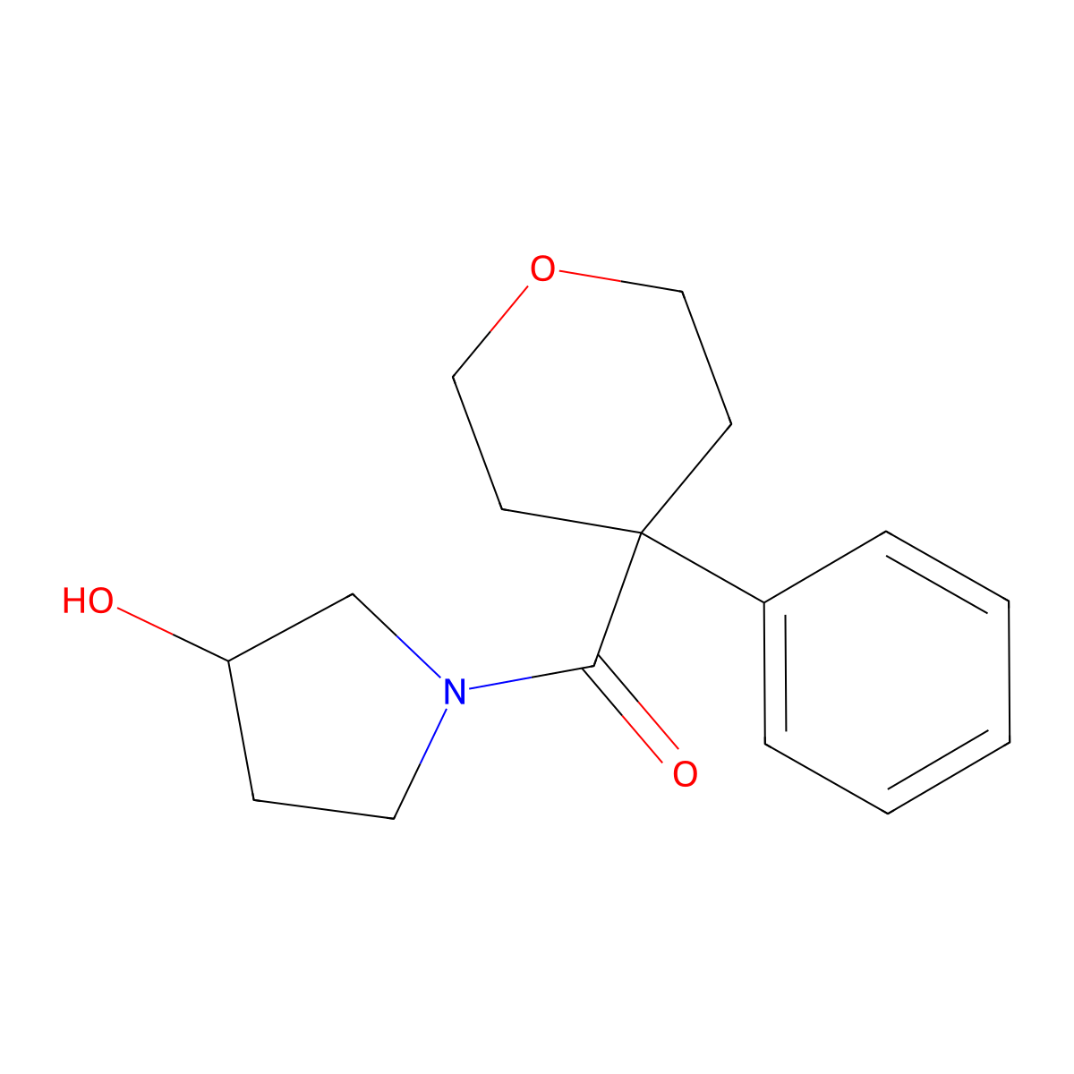 1-(4-Phenyloxane-4-carbonyl)pyrrolidin-3-ol molecular structure, CAS 2325965-04-4