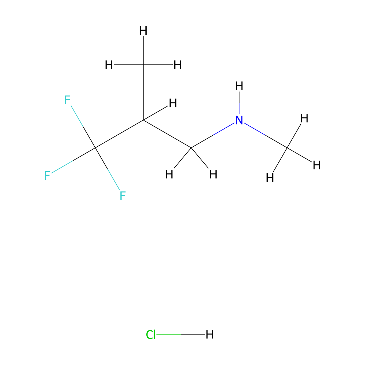 Methyl(3,3,3-trifluoro-2-methylpropyl)amine hydrochloride molecular structure, CAS 2325969-73-9