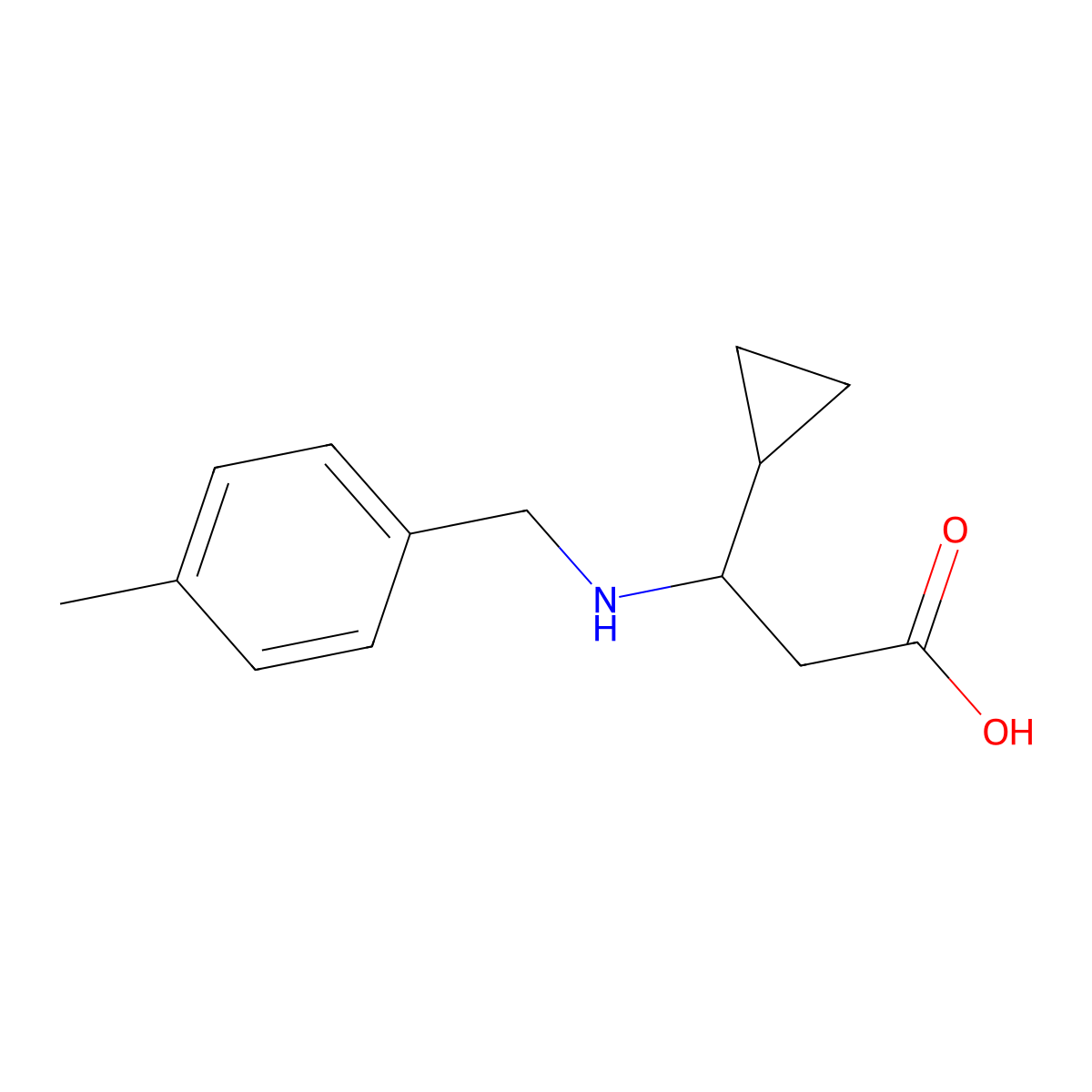 3-Cyclopropyl-3-{[(4-methylphenyl)methyl]amino}propanoic acid molecular structure, CAS 2325970-03-2