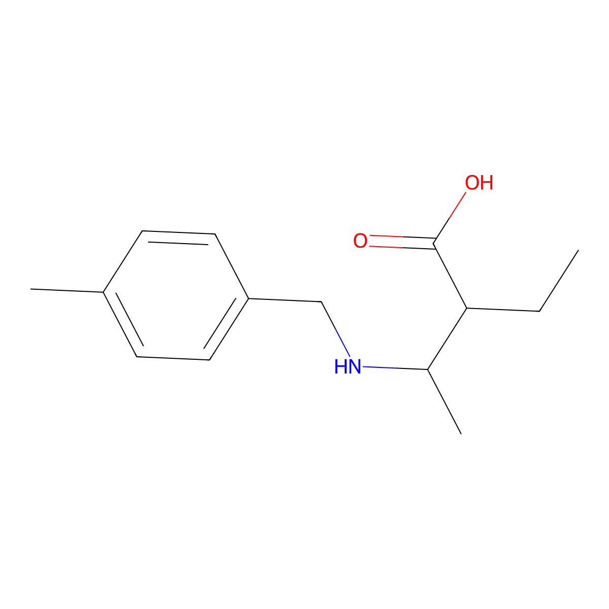 2-Ethyl-3-{[(4-methylphenyl)methyl]amino}butanoic acid molecular structure, CAS 2325970-05-4