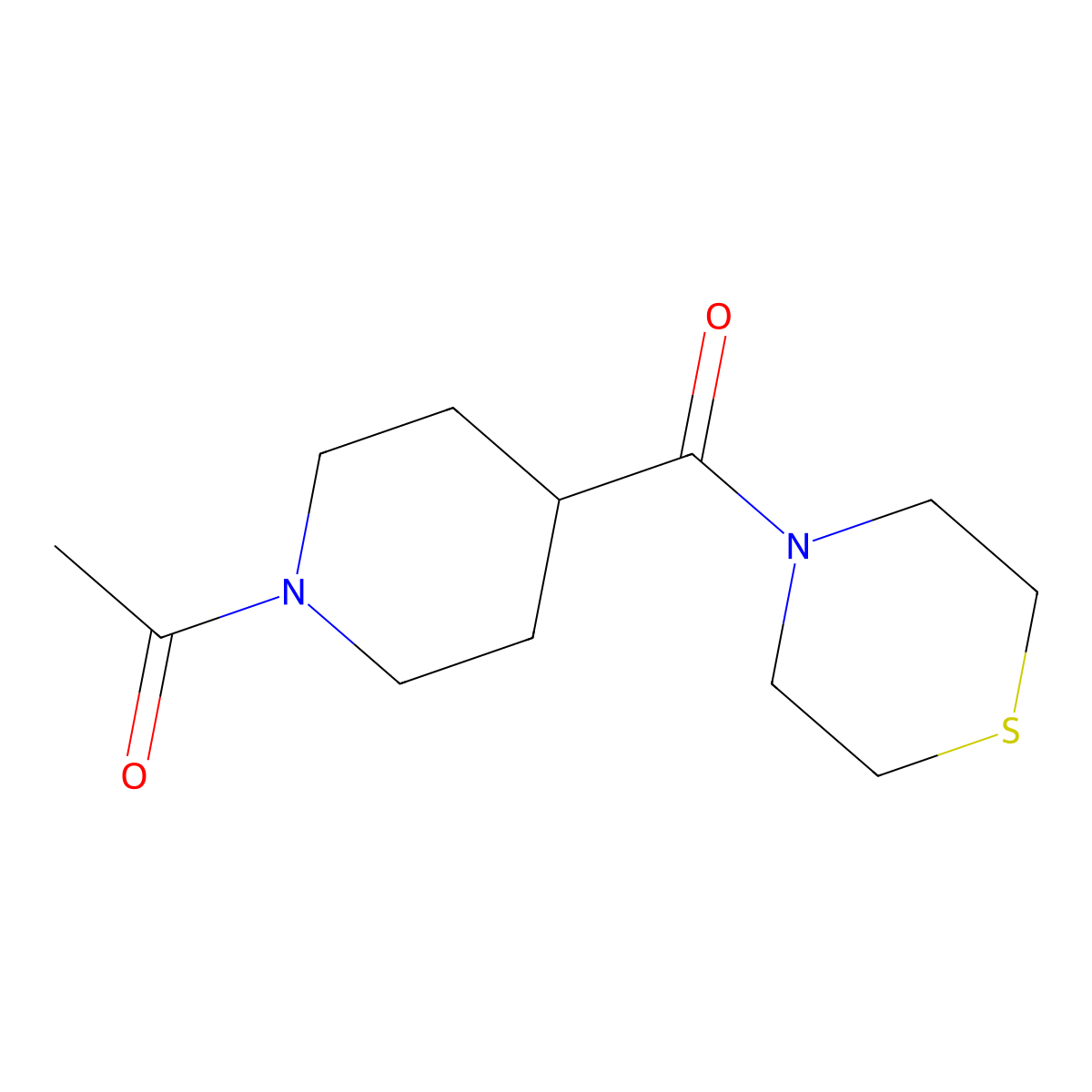 1-[4-(Thiomorpholine-4-carbonyl)piperidin-1-yl]ethan-1-one molecular structure, CAS 2325995-64-8