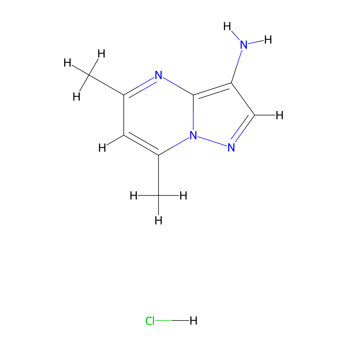5,7-Dimethylpyrazolo[1,5-a]pyrimidin-3-amine hydrochloride molecular structure, CAS 232600-79-2