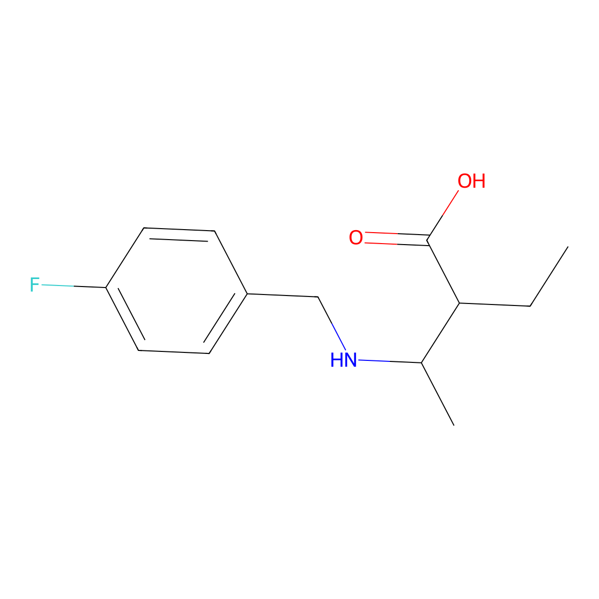 2-Ethyl-3-{[(4-fluorophenyl)methyl]amino}butanoic acid molecular structure, CAS 2326027-40-9