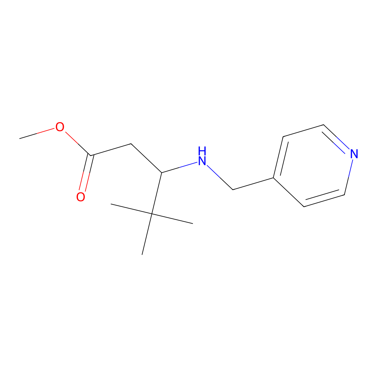Methyl 4,4-dimethyl-3-{[(pyridin-4-yl)methyl]amino}pentanoate molecular structure, CAS 2326027-42-1