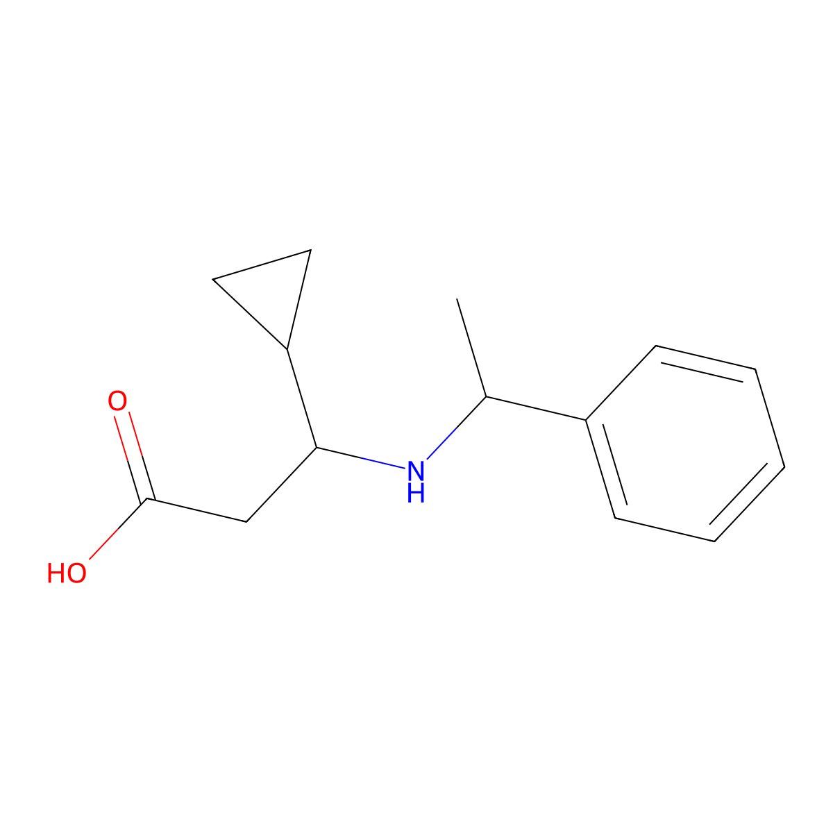 3-Cyclopropyl-3-[(1-phenylethyl)amino]propanoic acid molecular structure, CAS 2326027-51-2