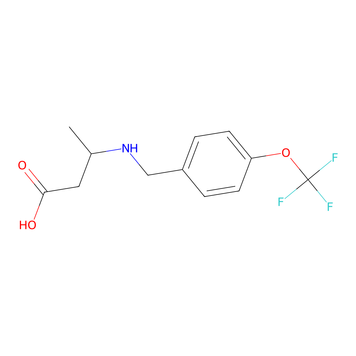 3-({[4-(Trifluoromethoxy)phenyl]methyl}amino)butanoic acid molecular structure, CAS 2326027-53-4