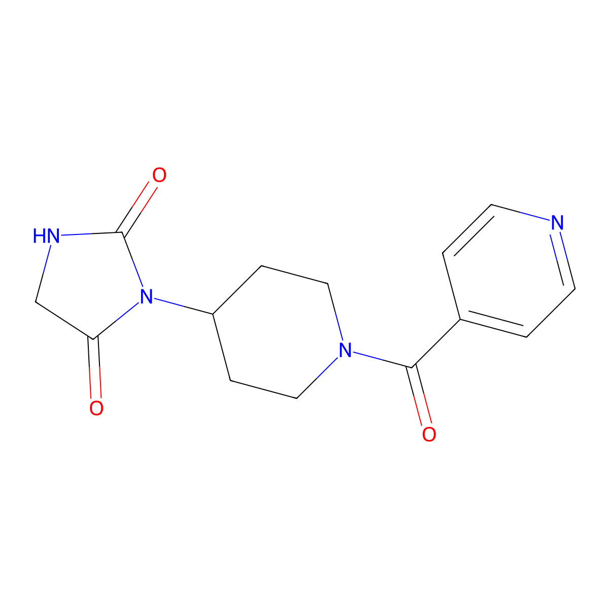 3-[1-(Pyridine-4-carbonyl)piperidin-4-yl]imidazolidine-2,4-dione molecular structure, CAS 2326036-48-8
