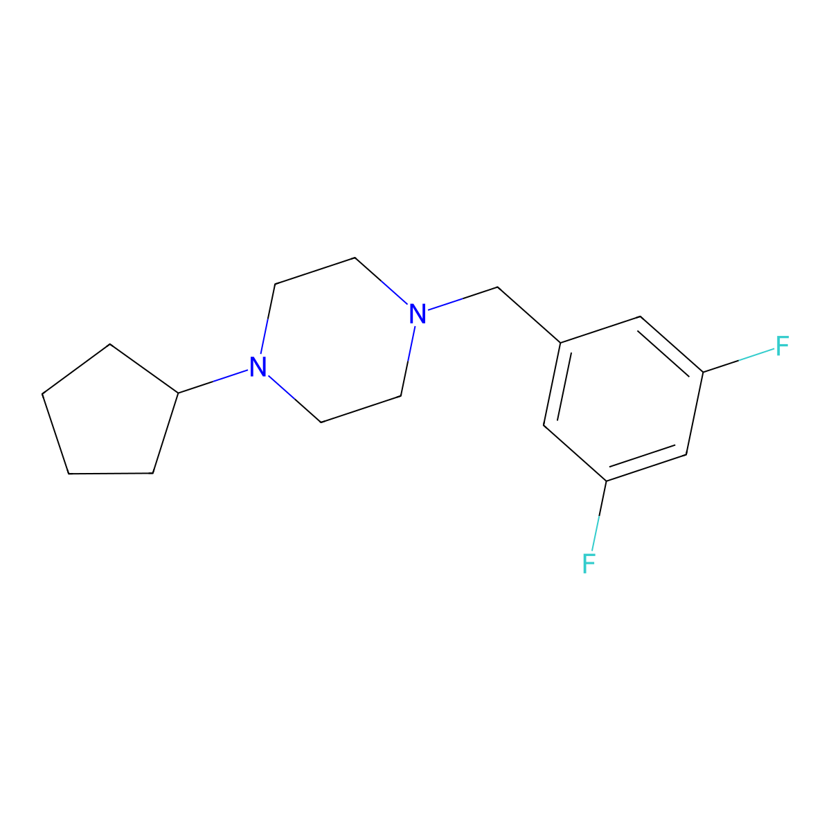 1-Cyclopentyl-4-[(3,5-difluorophenyl)methyl]piperazine molecular structure, CAS 2326044-16-8