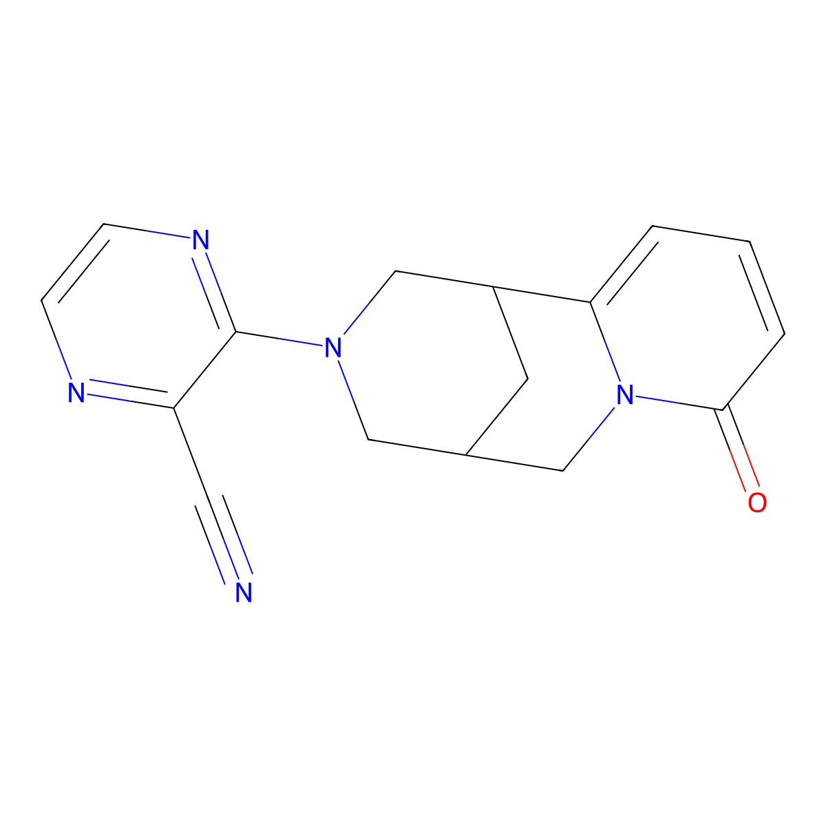 3-{6-Oxo-7,11-diazatricyclo[7.3.1.0^{2,7}]trideca-2,4-dien-11-yl}pyrazine-2-carbonitrile molecular structure, CAS 2326063-50-5