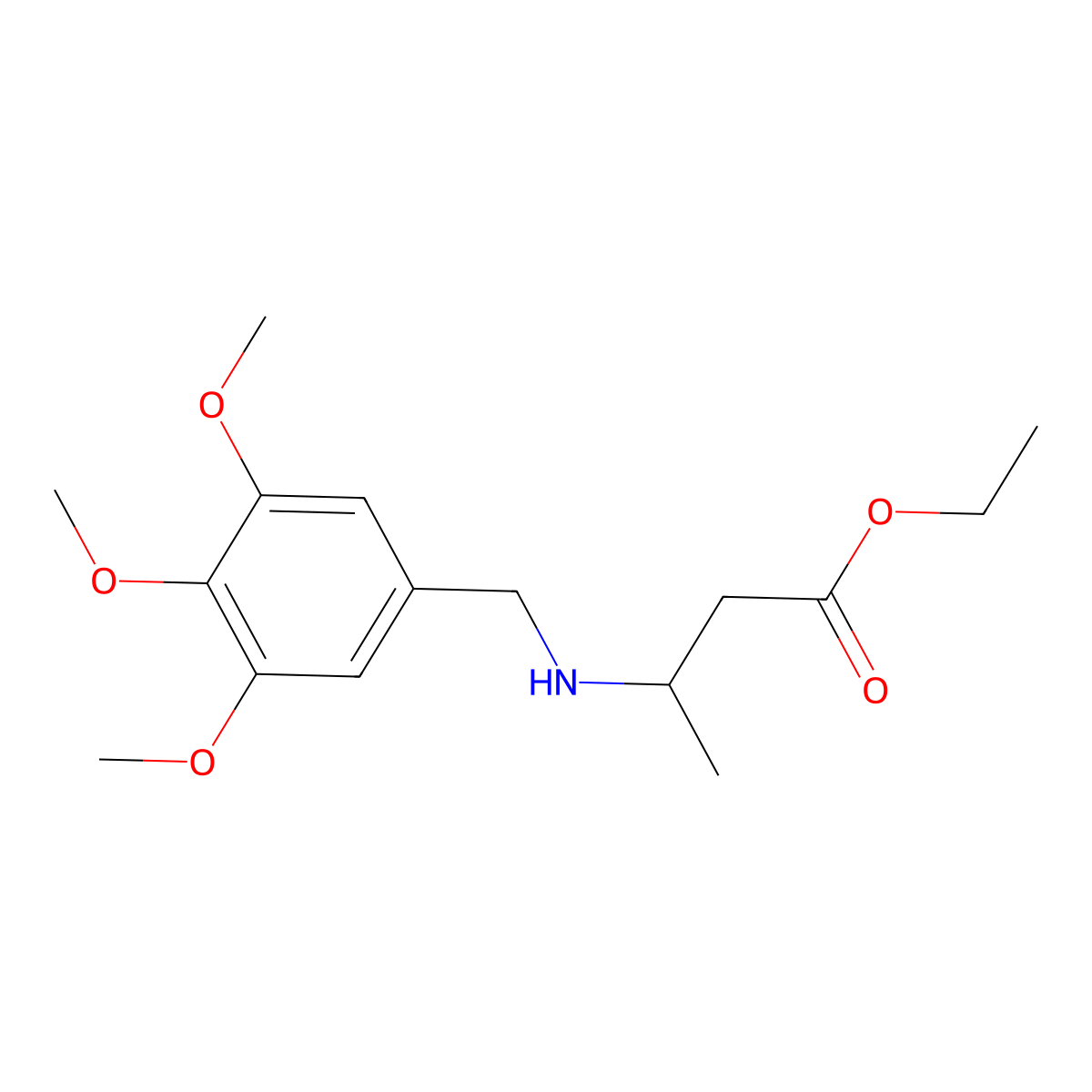 Ethyl 3-{[(3,4,5-trimethoxyphenyl)methyl]amino}butanoate molecular structure, CAS 2326068-01-1