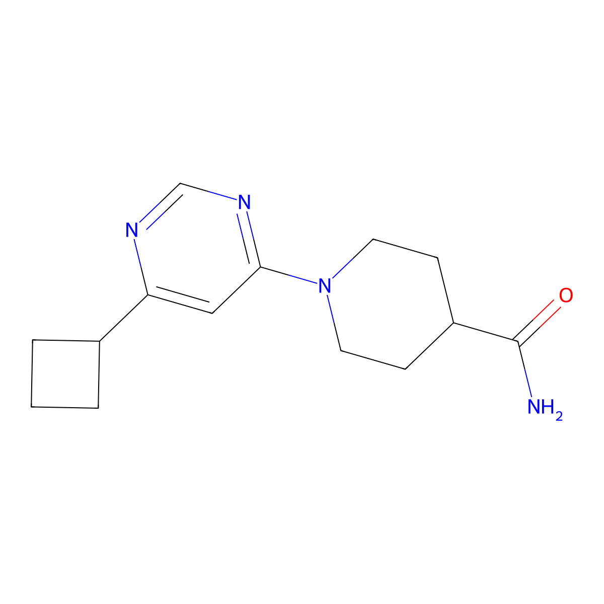 1-(6-Cyclobutylpyrimidin-4-yl)piperidine-4-carboxamide molecular structure, CAS 2326068-47-5