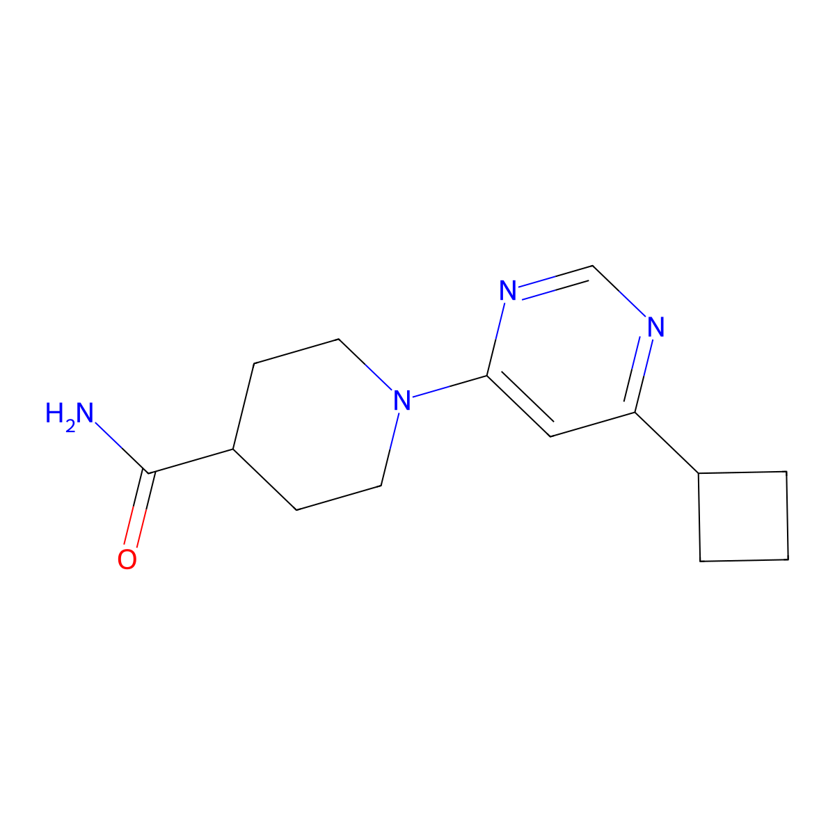 1-(6-Cyclobutylpyrimidin-4-yl)piperidine-4-carboxamide molecular structure, CAS 2326068-47-5