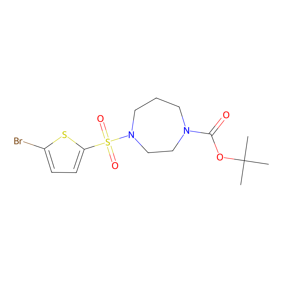 Tert-butyl 4-[(5-bromothiophen-2-yl)sulfonyl]-1,4-diazepane-1-carboxylate molecular structure, CAS 2326075-71-0