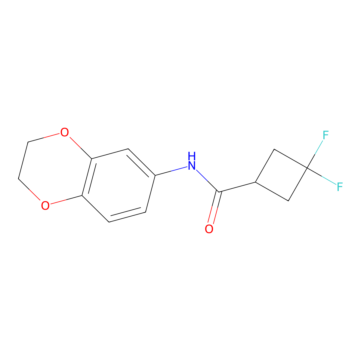 N-(2,3-dihydro-1,4-benzodioxin-6-yl)-3,3-difluorocyclobutane-1-carboxamide molecular structure, CAS 2326078-27-5