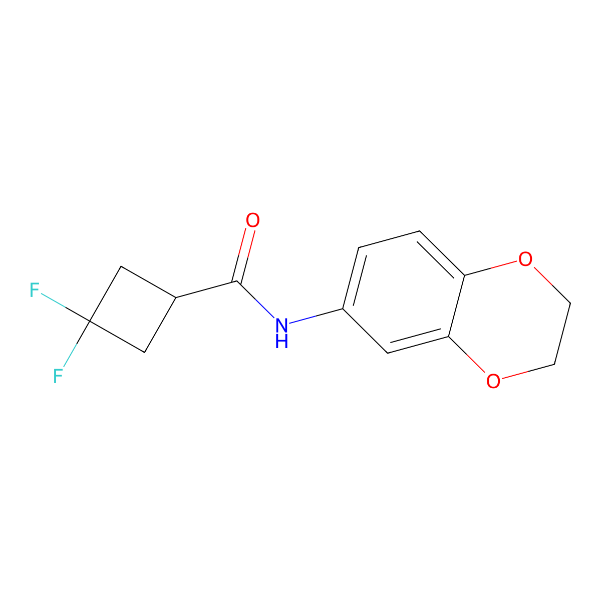N-(2,3-dihydro-1,4-benzodioxin-6-yl)-3,3-difluorocyclobutane-1-carboxamide molecular structure, CAS 2326078-27-5