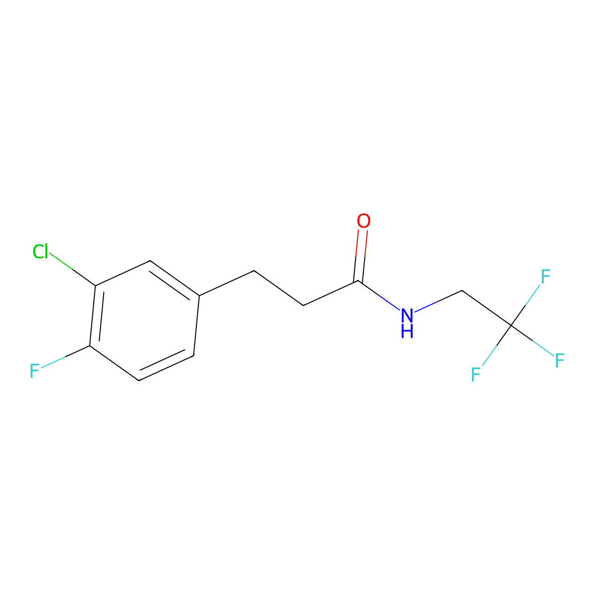 3-(3-Chloro-4-fluorophenyl)-N-(2,2,2-trifluoroethyl)propanamide molecular structure, CAS 2326079-86-9