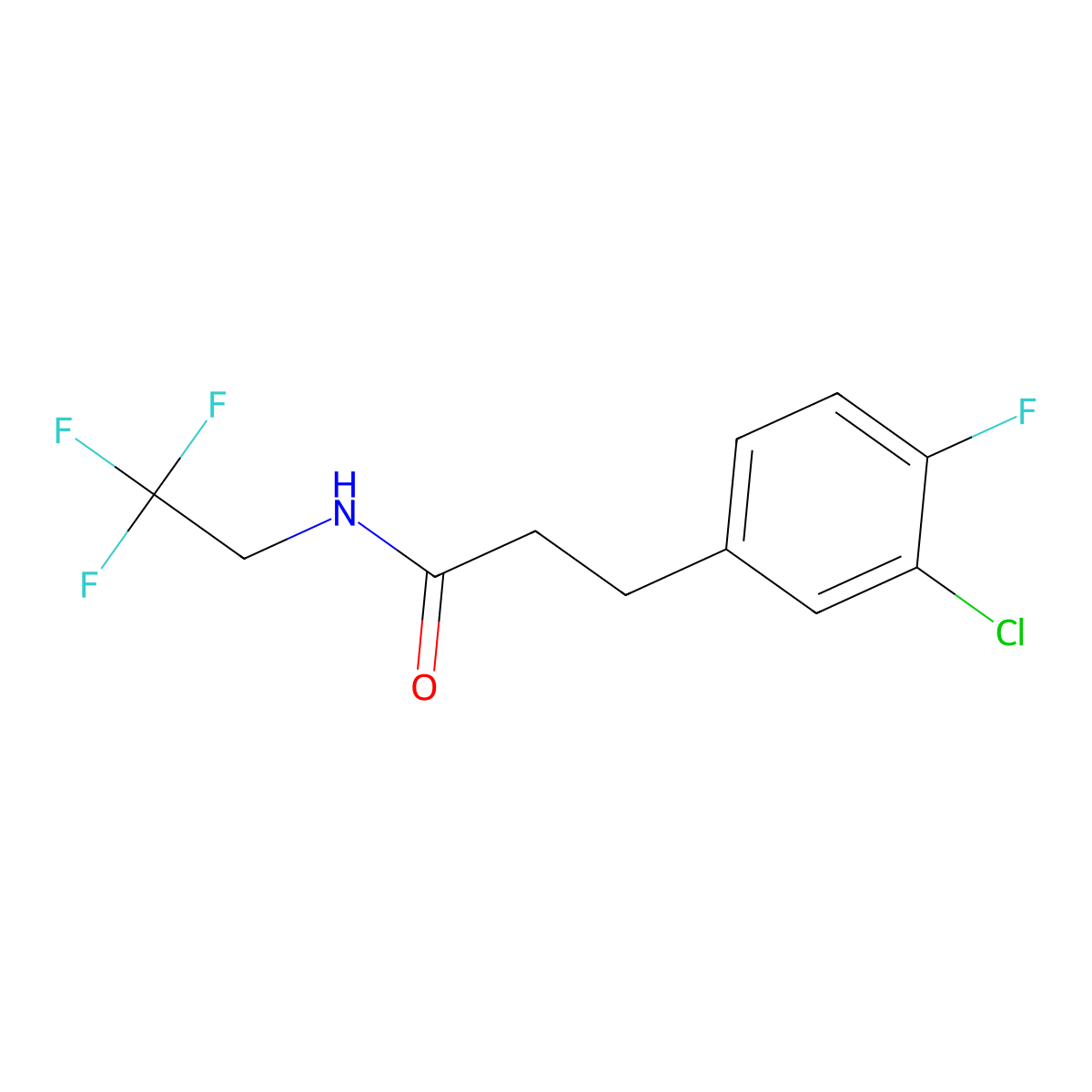 3-(3-Chloro-4-fluorophenyl)-N-(2,2,2-trifluoroethyl)propanamide molecular structure, CAS 2326079-86-9