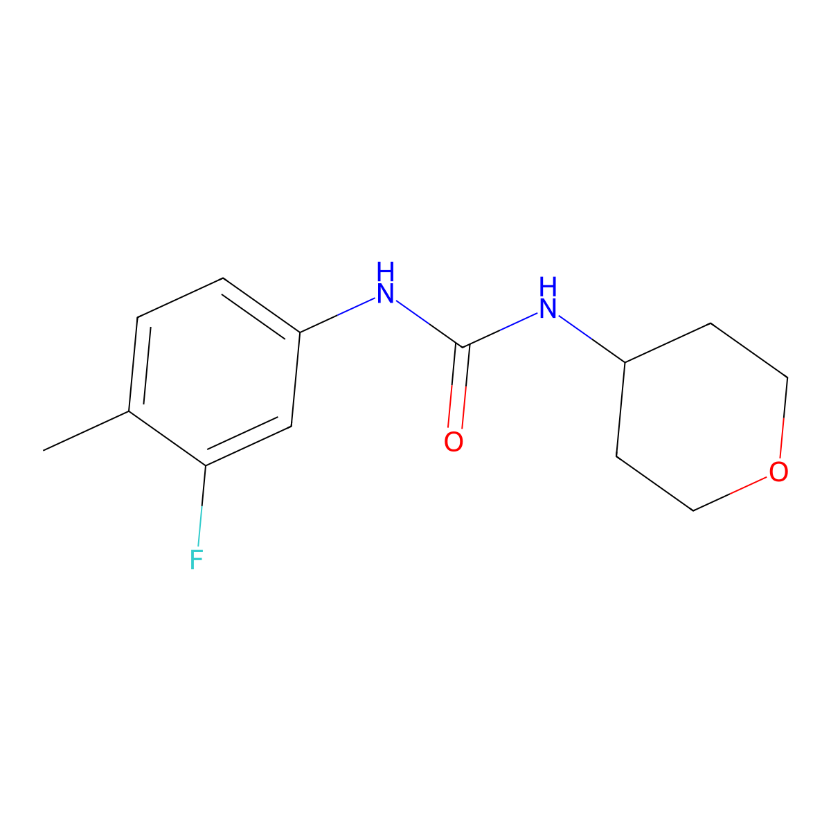 3-(3-Fluoro-4-methylphenyl)-1-(oxan-4-yl)urea molecular structure, CAS 2326081-90-5