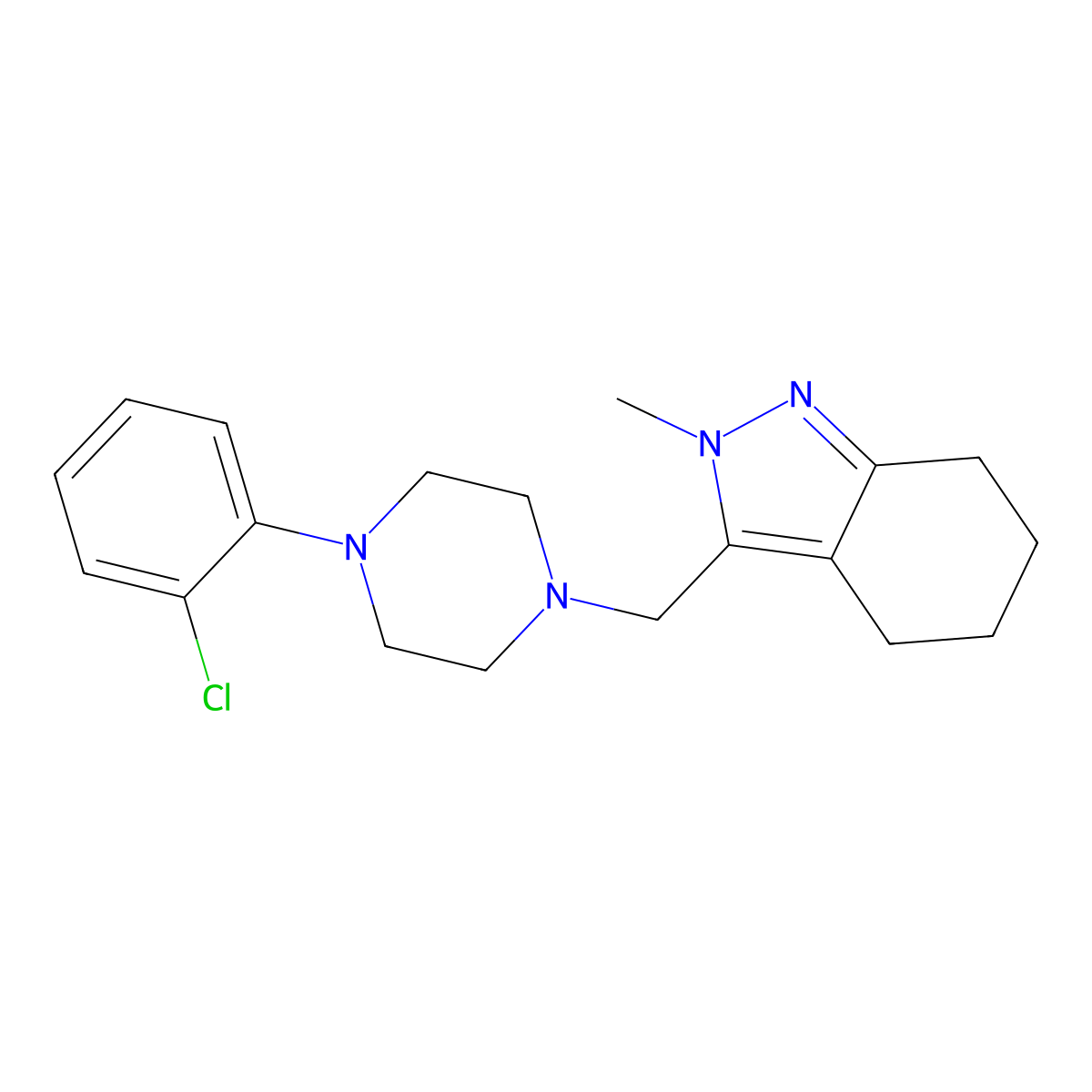 3-{[4-(2-chlorophenyl)piperazin-1-yl]methyl}-2-methyl-4,5,6,7-tetrahydro-2H-indazole molecular structure, CAS 2326087-43-6