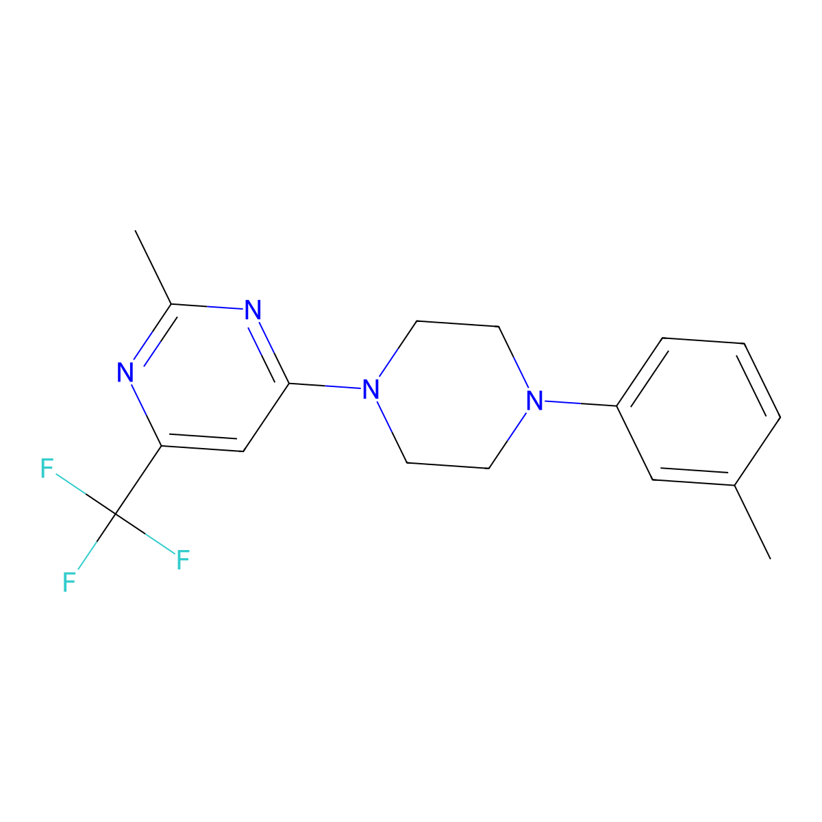 2-Methyl-4-[4-(3-methylphenyl)piperazin-1-yl]-6-(trifluoromethyl)pyrimidine molecular structure, CAS 2326088-46-2