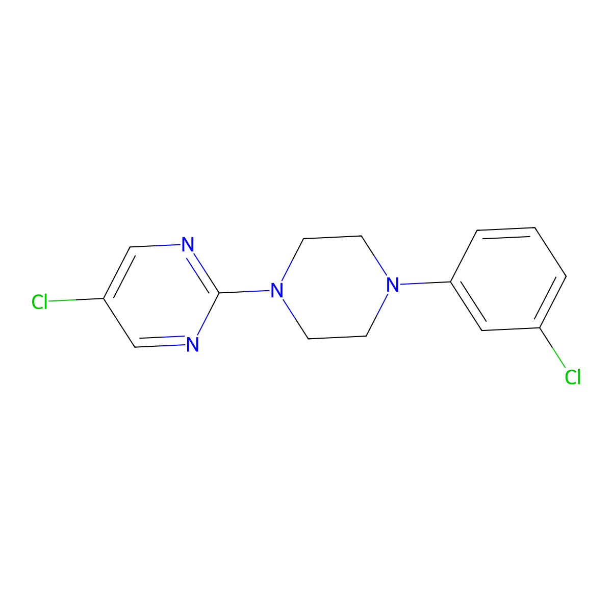 5-Chloro-2-[4-(3-chlorophenyl)piperazin-1-yl]pyrimidine molecular structure, CAS 2326094-52-2