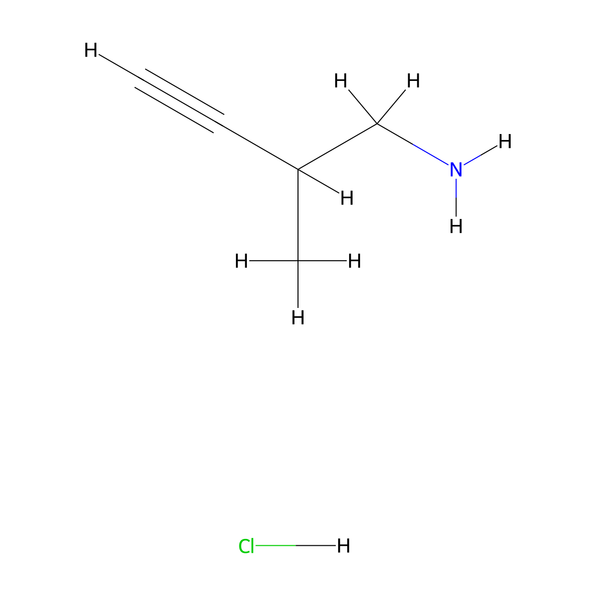 2-Methylbut-3-yn-1-amine hydrochloride molecular structure, CAS 2326118-76-5