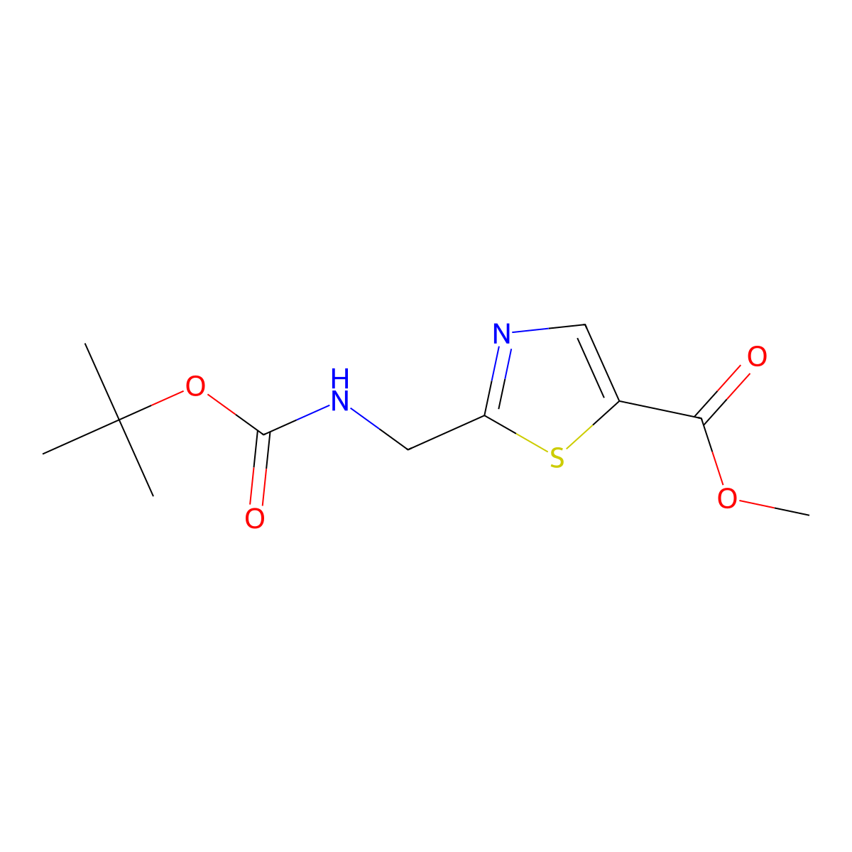 Methyl 2-(((tert-butoxycarbonyl)amino)methyl)thiazole-5-carboxylate molecular structure, CAS 232612-28-1