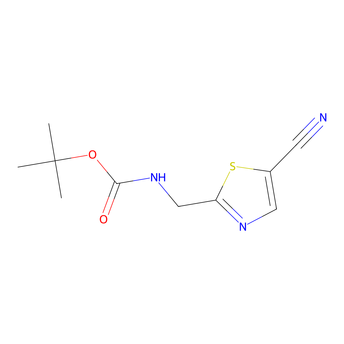 tert-butyl N-[(5-cyano-1,3-thiazol-2-yl)methyl]carbamate molecular structure, CAS 232612-30-5