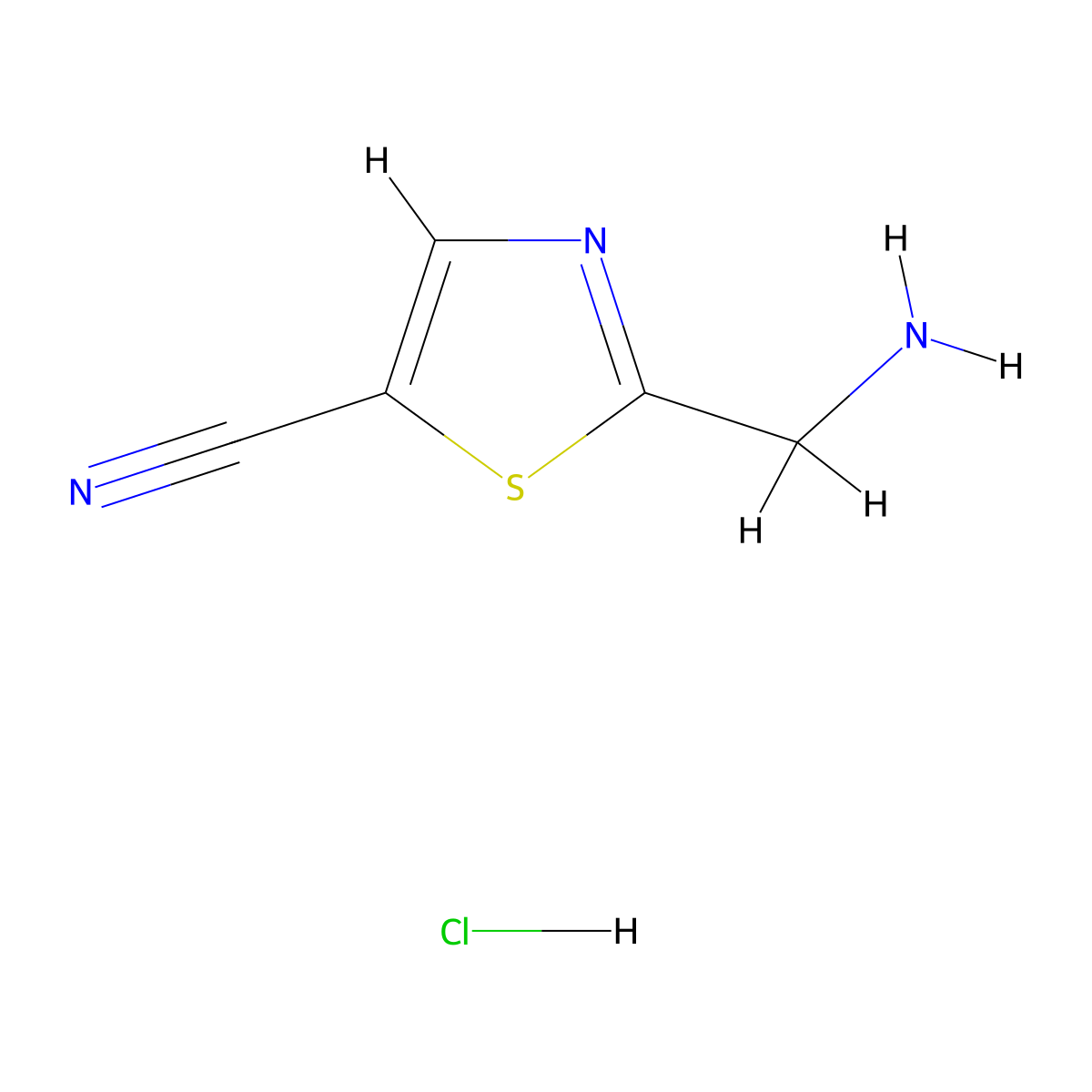 2-(Aminomethyl)thiazole-5-carbonitrile hydrochloride molecular structure, CAS 232612-47-4